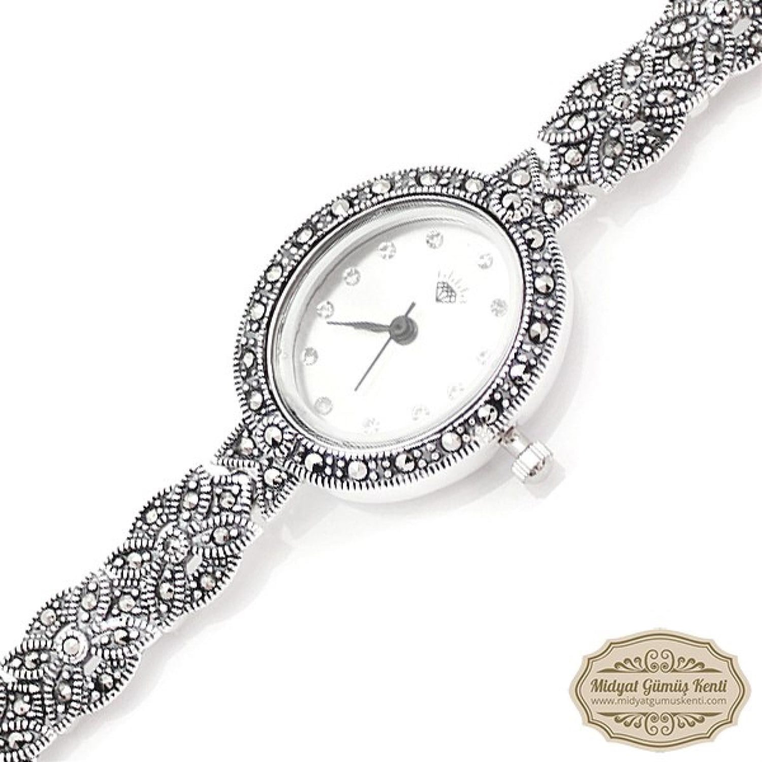 Markazit Taşlı Bayan Gümüş Kol Saati