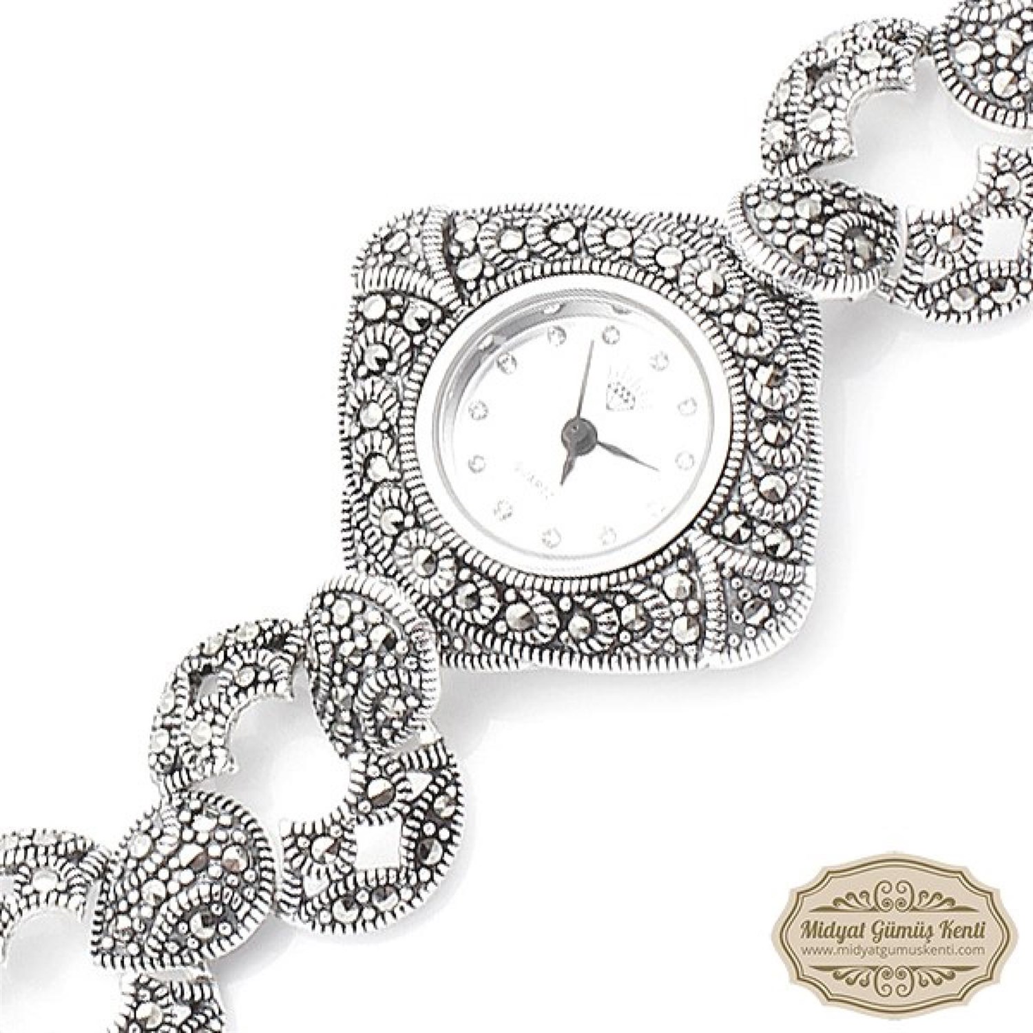 Markazit Taşlı Bayan Gümüş Kol Saati