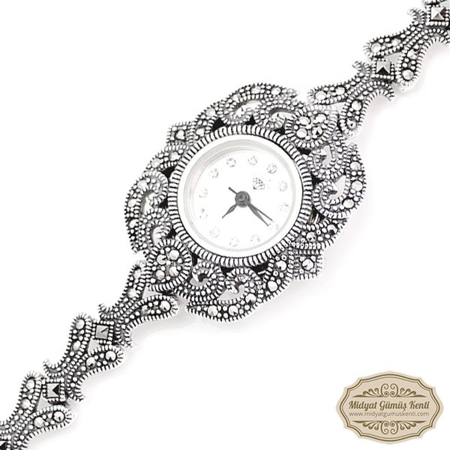 Markazit Taşlı Bayan Gümüş Kol Saati