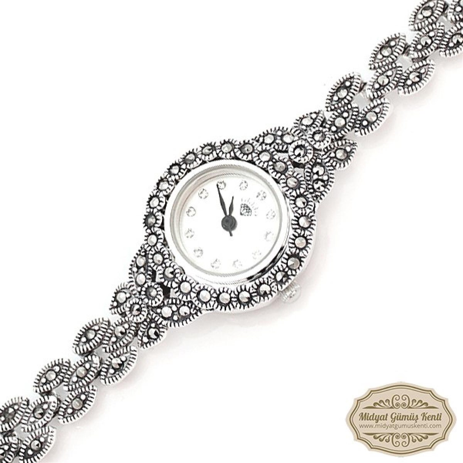 Markazit Taşlı Bayan Gümüş Kol Saati