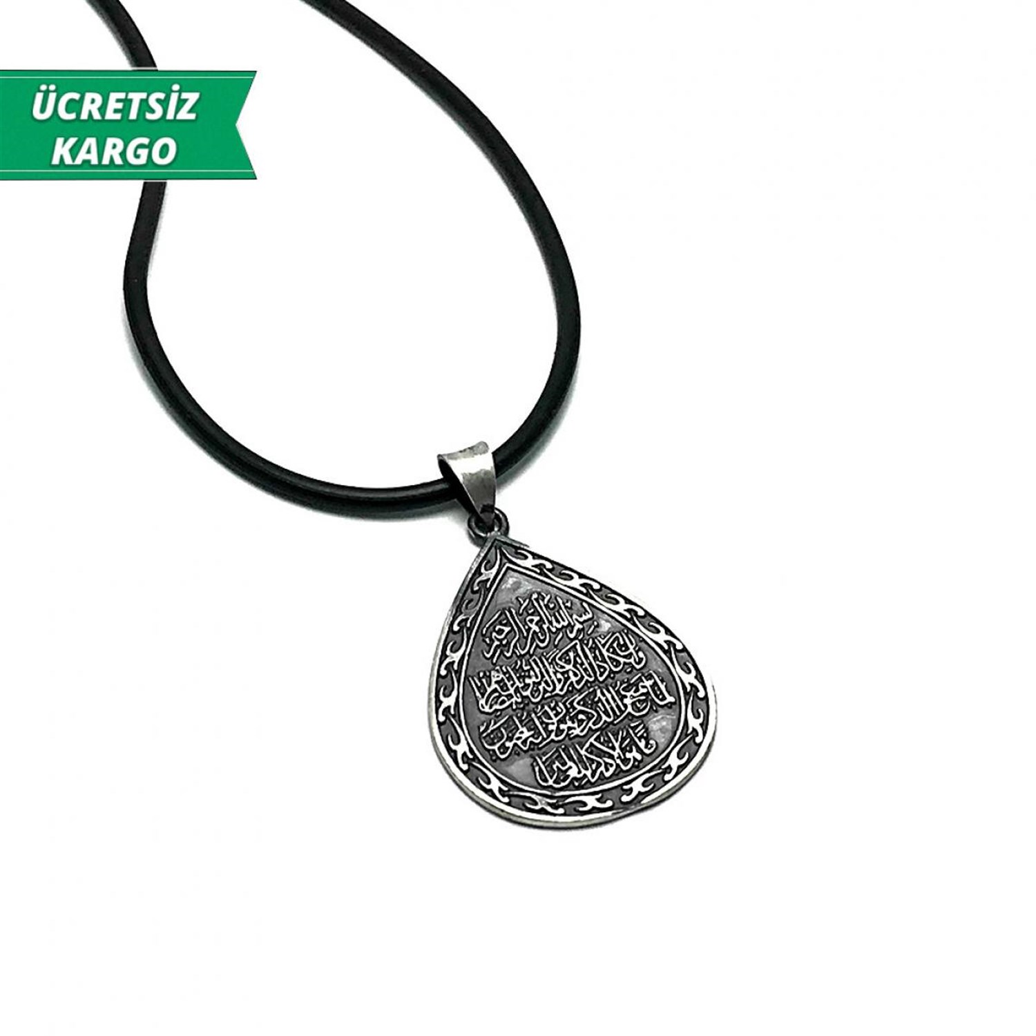 Nazar Duası İşlemeli Model Erkek Bayan Gümüş Kolye Ucu 