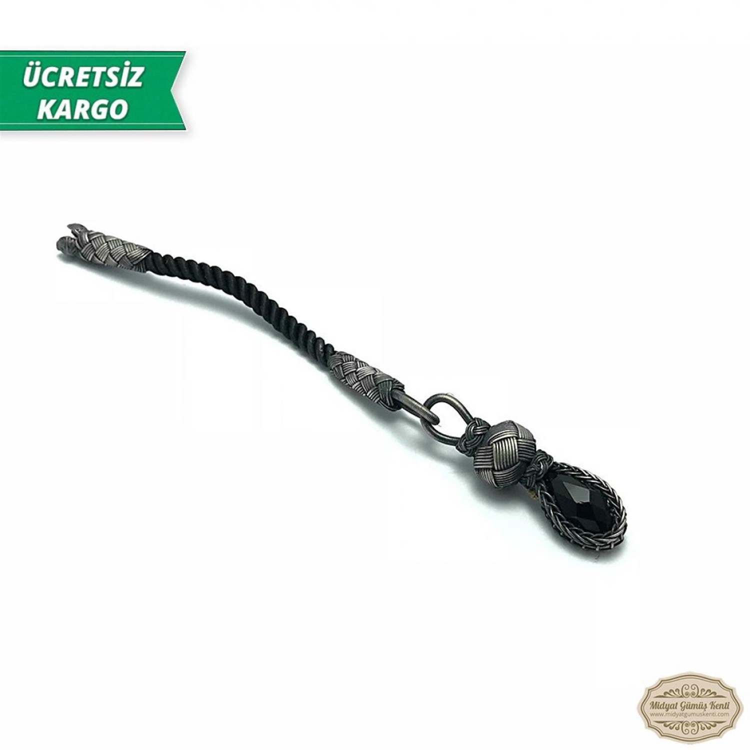 Oniks Taşlı 1000 Ayar Kazaziye Gümüş Tespih Püskülü