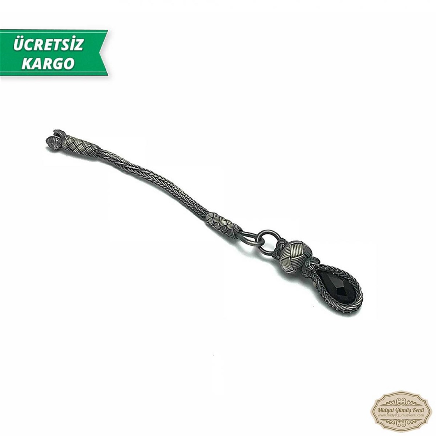 Oniks Taşlı 1000 Ayar Kazaziye Gümüş Tespih Püskülü
