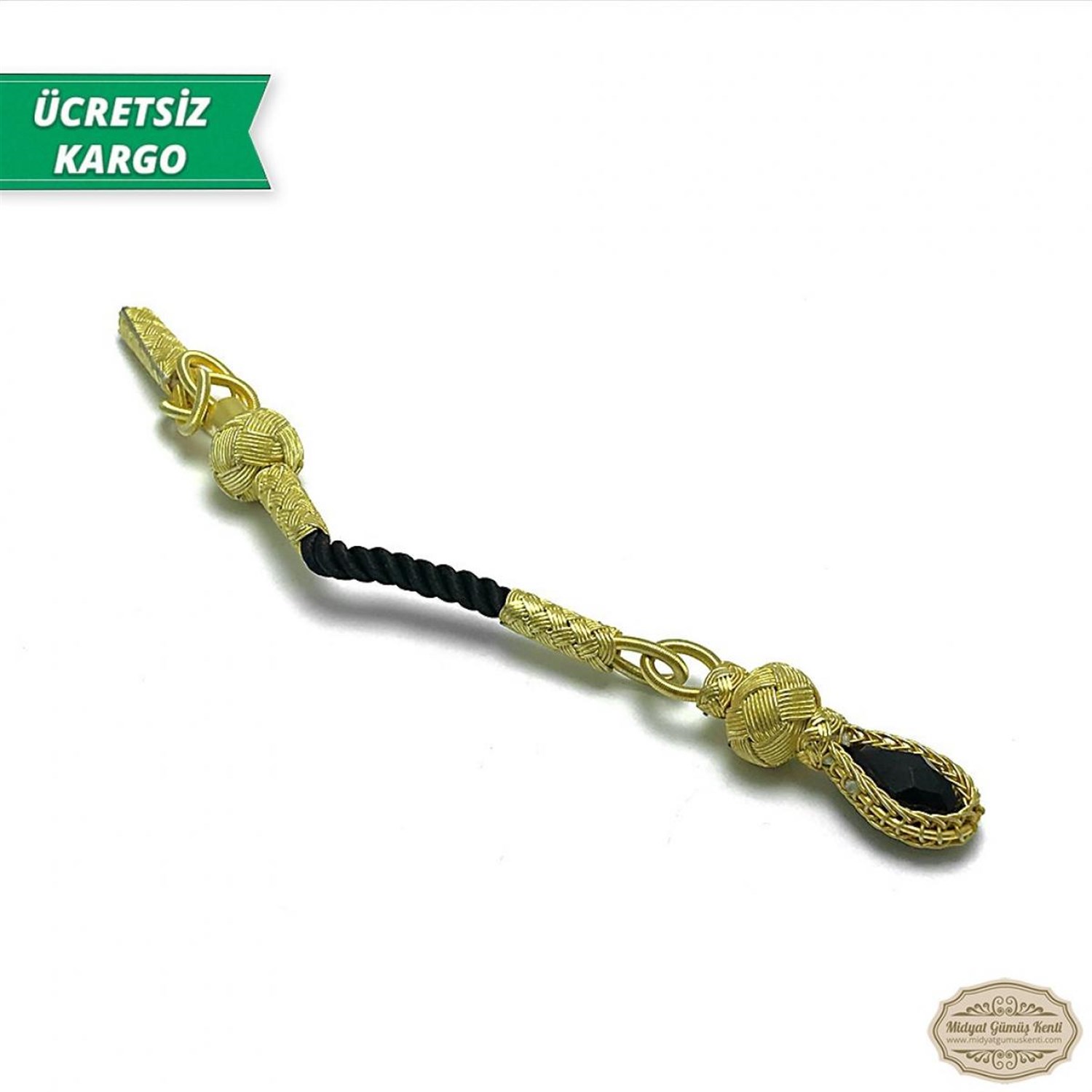Oniks Taşlı Altın Kaplama 1000 Ayar Kazaziye Gümüş Tespih Püskülü