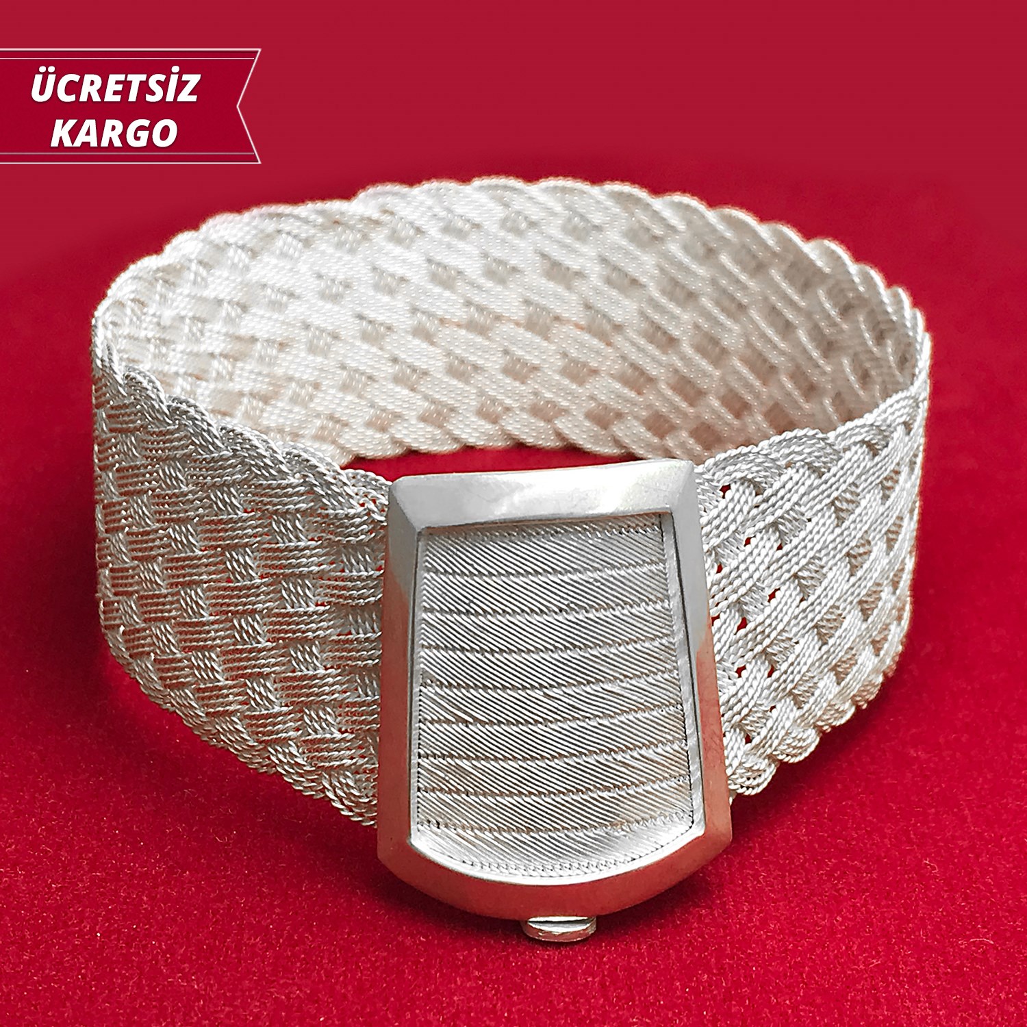 Örmeli Model Trabzon Hasırı Gümüş Bileklik