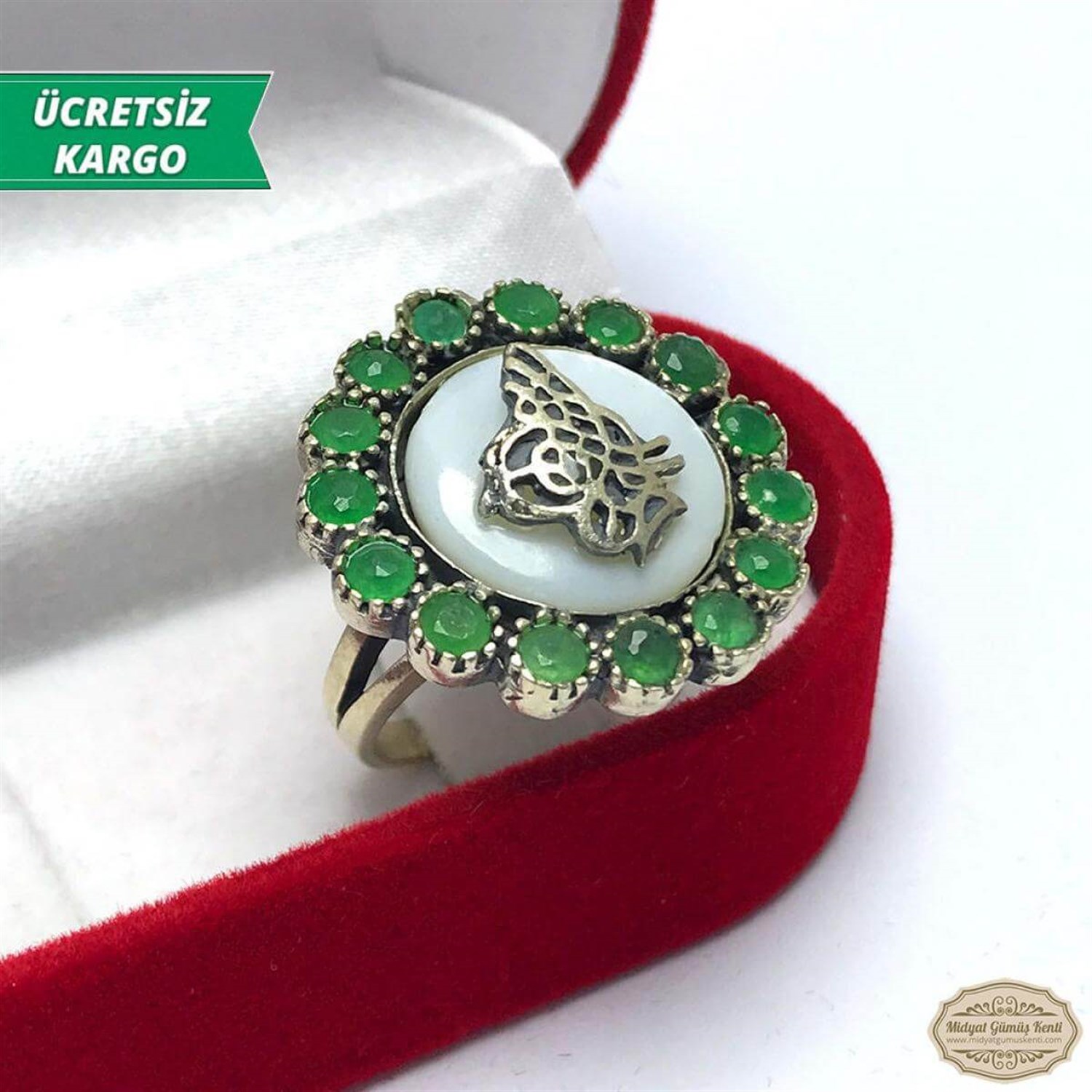 Osmanlı Tuğralı Model Bayan Otantik Gümüş Yüzük