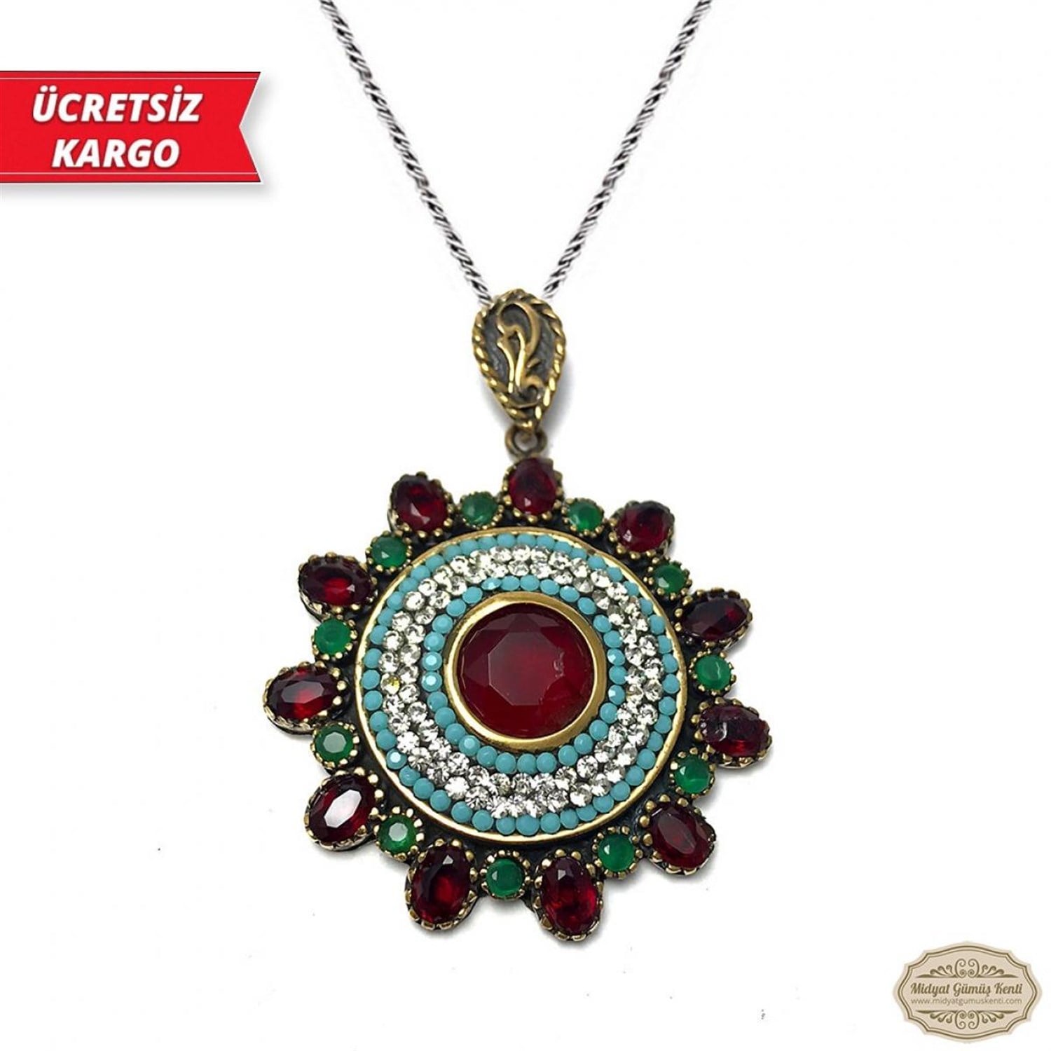 Papatya Model Midyat Yöresel Otantik Gümüş Kolye Ucu