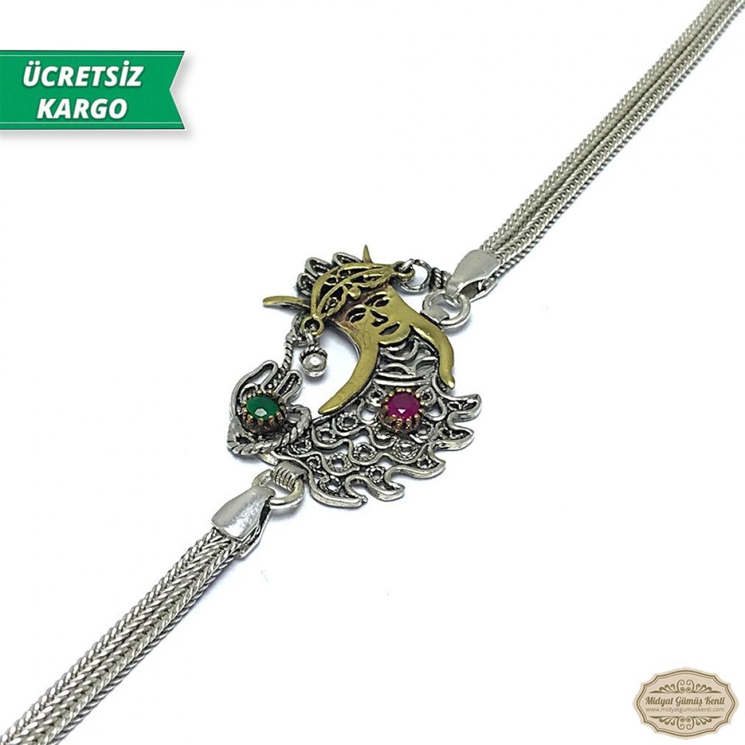 Şahmeran Model Midyat Telkari Bayan Gümüş Bileklik