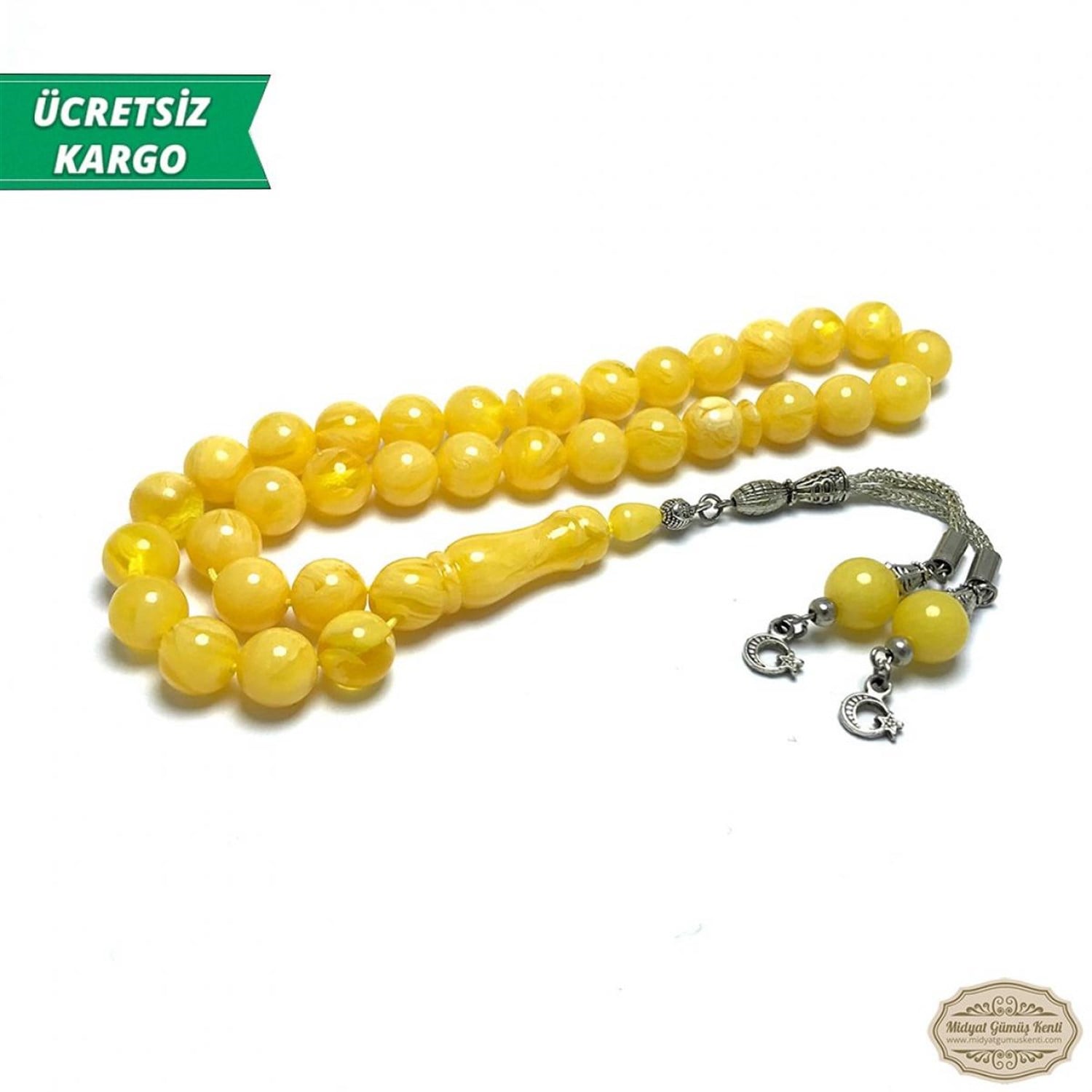 Sarı Renk Beyrut Damlası Kokulu Toz Kehribar Tesbih