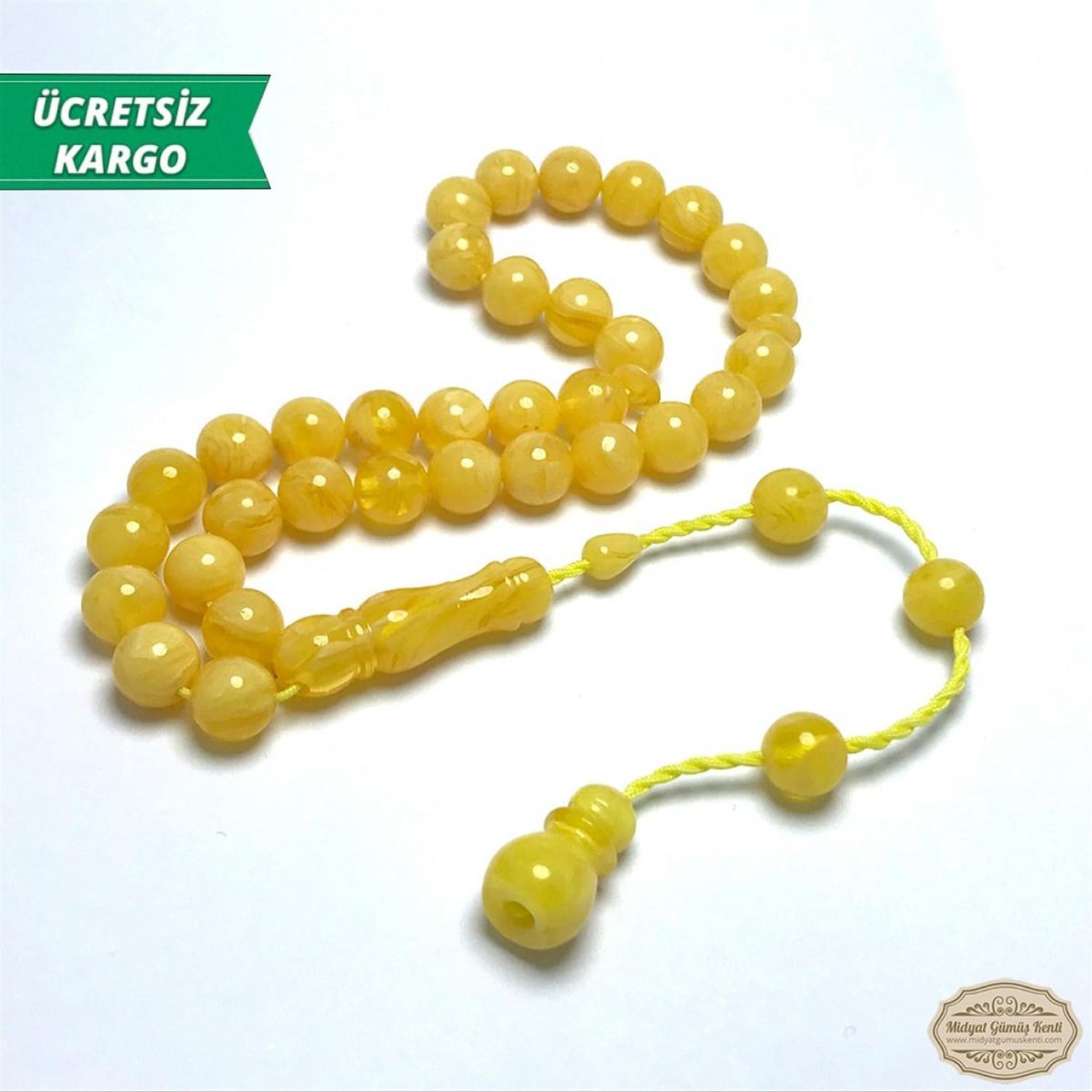Sarı Renk Beyrut Damlası Kokulu Toz Kehribar Tesbih