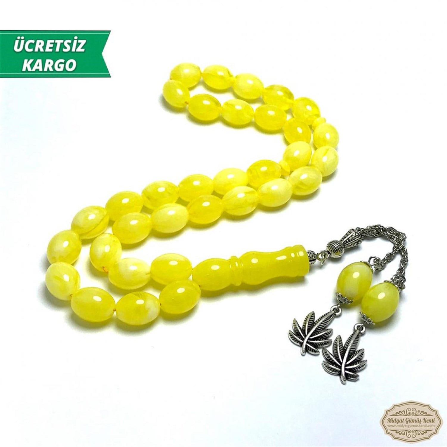 Sarı Renk Beyrut Damlası Kokulu Toz Kehribar Tesbih
