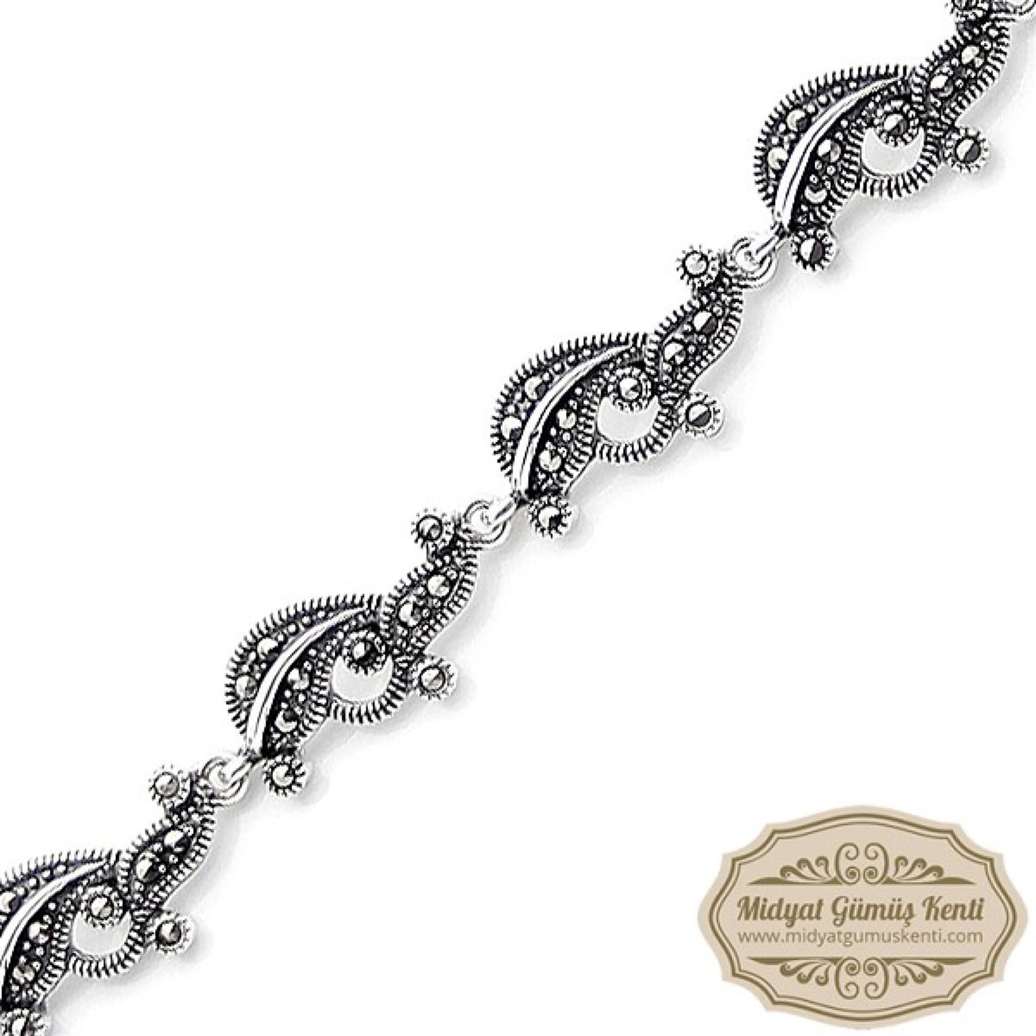 Sarmaşık Model Markazit Taşlı 925 Ayar Bayan Gümüş Bileklik