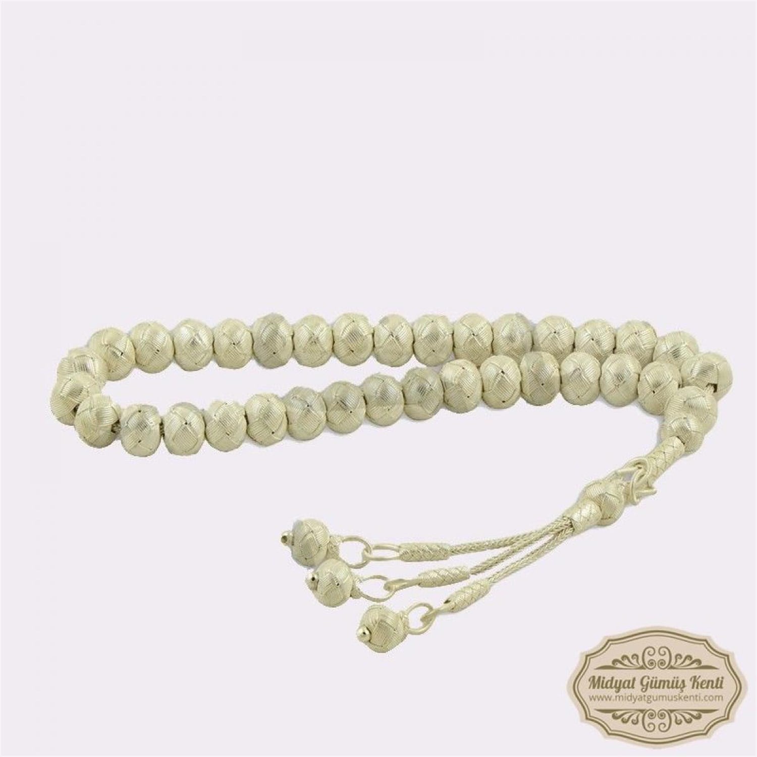 Sık Örgü Model 1000 Ayar El Örmesi Kazaziye Gümüş Tesbih