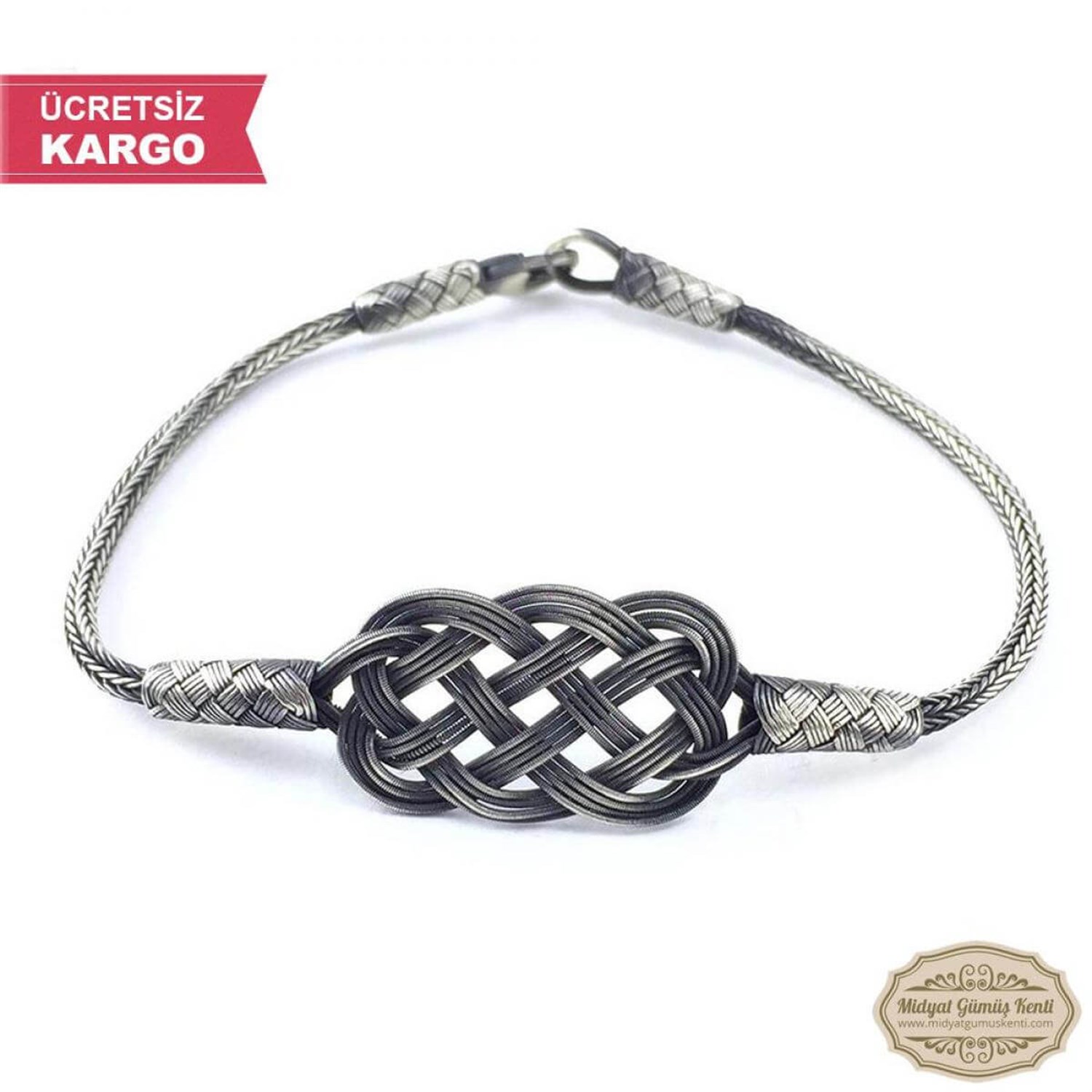 Siyah 1000 Ayar Bay-Bayan Gümüş Kazaziye Bileklik