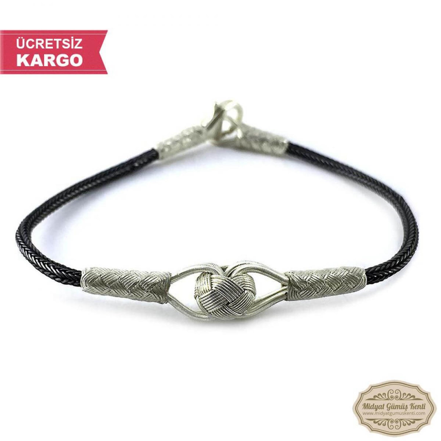 Sİyah Oksitli Kordon 1000 Ayar Bay-Bayan Gümüş Kazaziye Bileklik