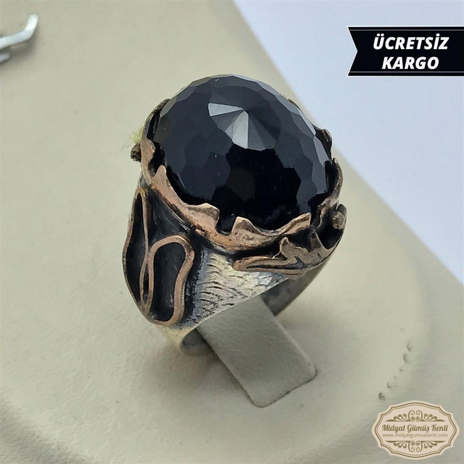 Siyah Zirkon Taşlı Lale Model 925 Ayar Otantik Bayan Gümüş Yüzük