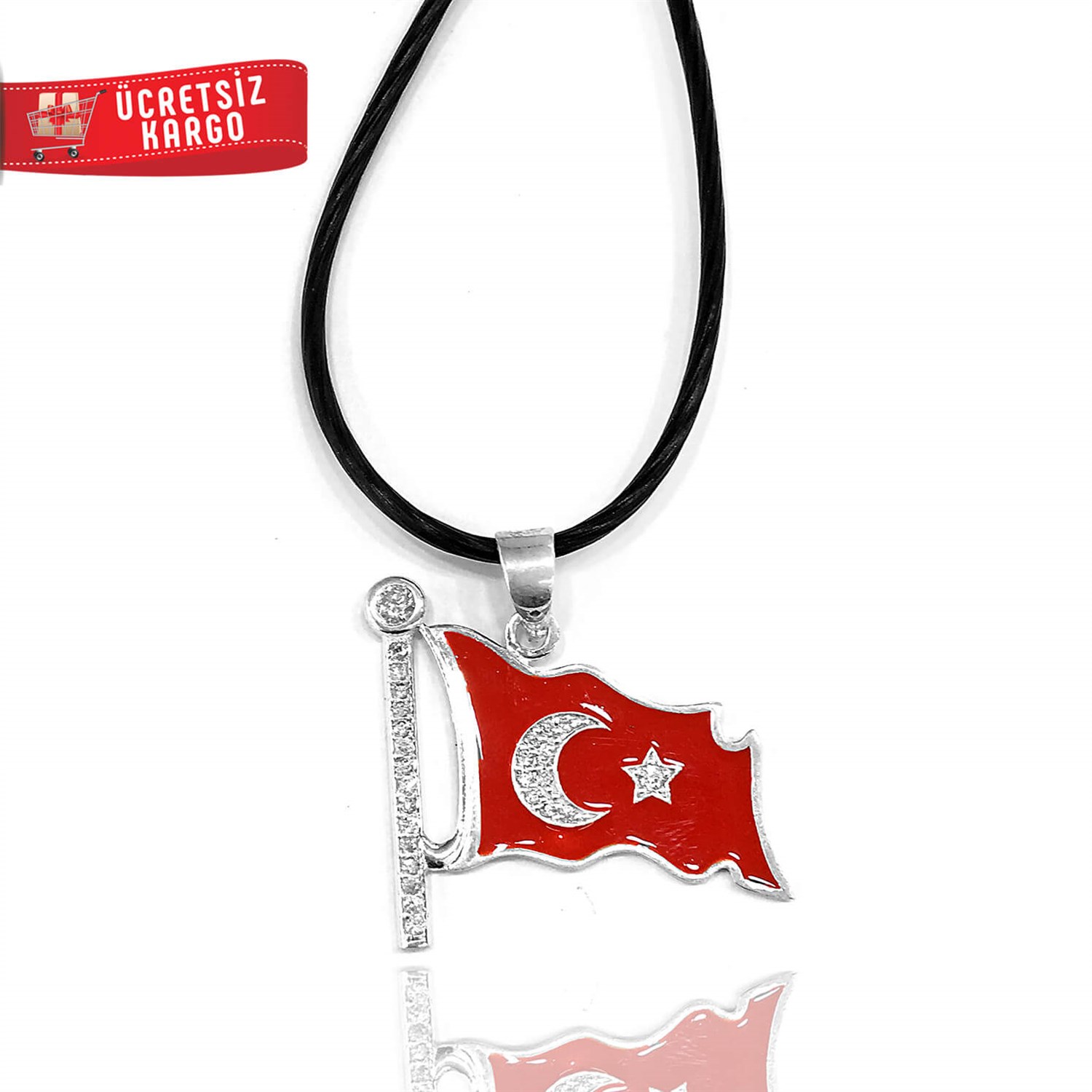 Taşlı Bayrak 925 Ayar Cevşen Gümüş Kolye