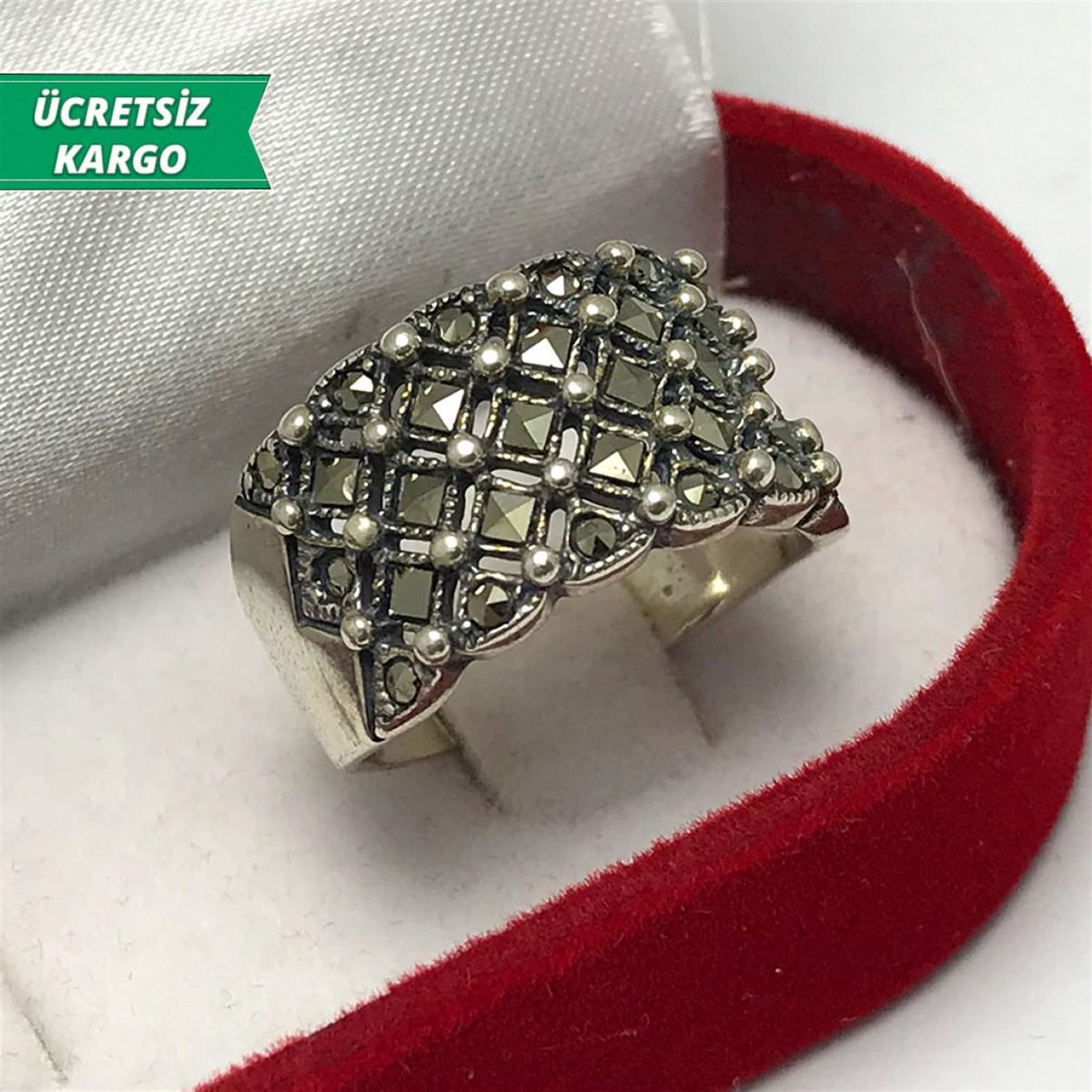 Tomurcuk Model Markazit Bayan Gümüş Yüzük
