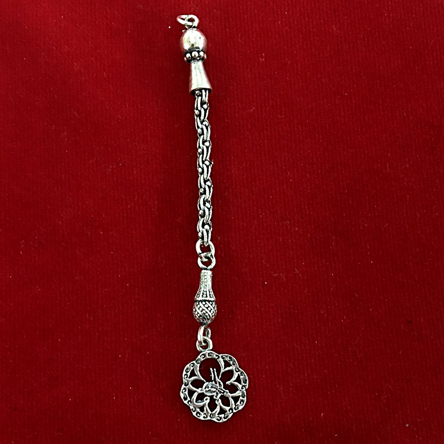 Tuğralı Tekli Gümüş Tespih Püskülü