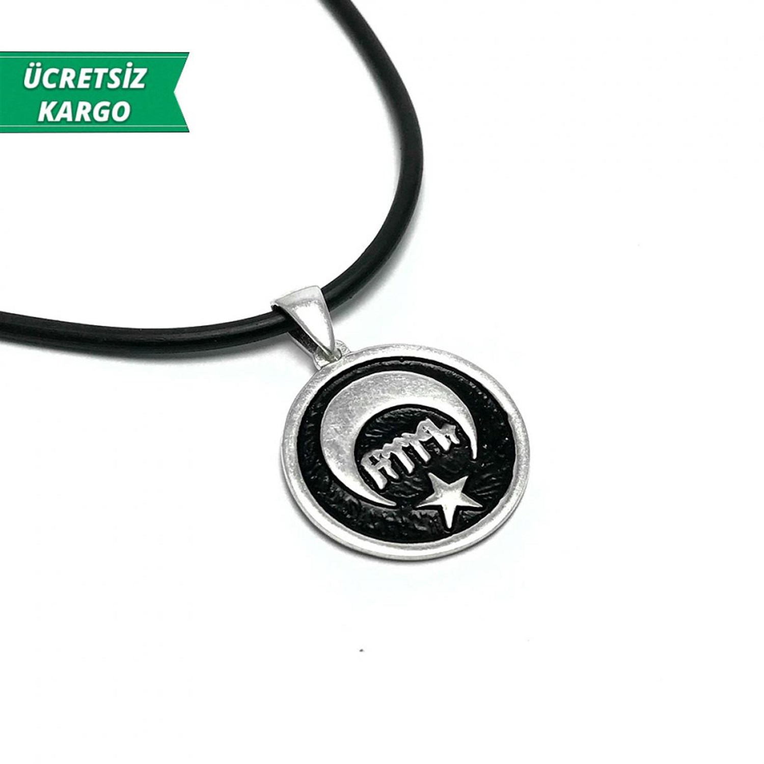 Türk işlemeli Ayyıldız Model Erkek Bayan Gümüş Kolye Ucu 