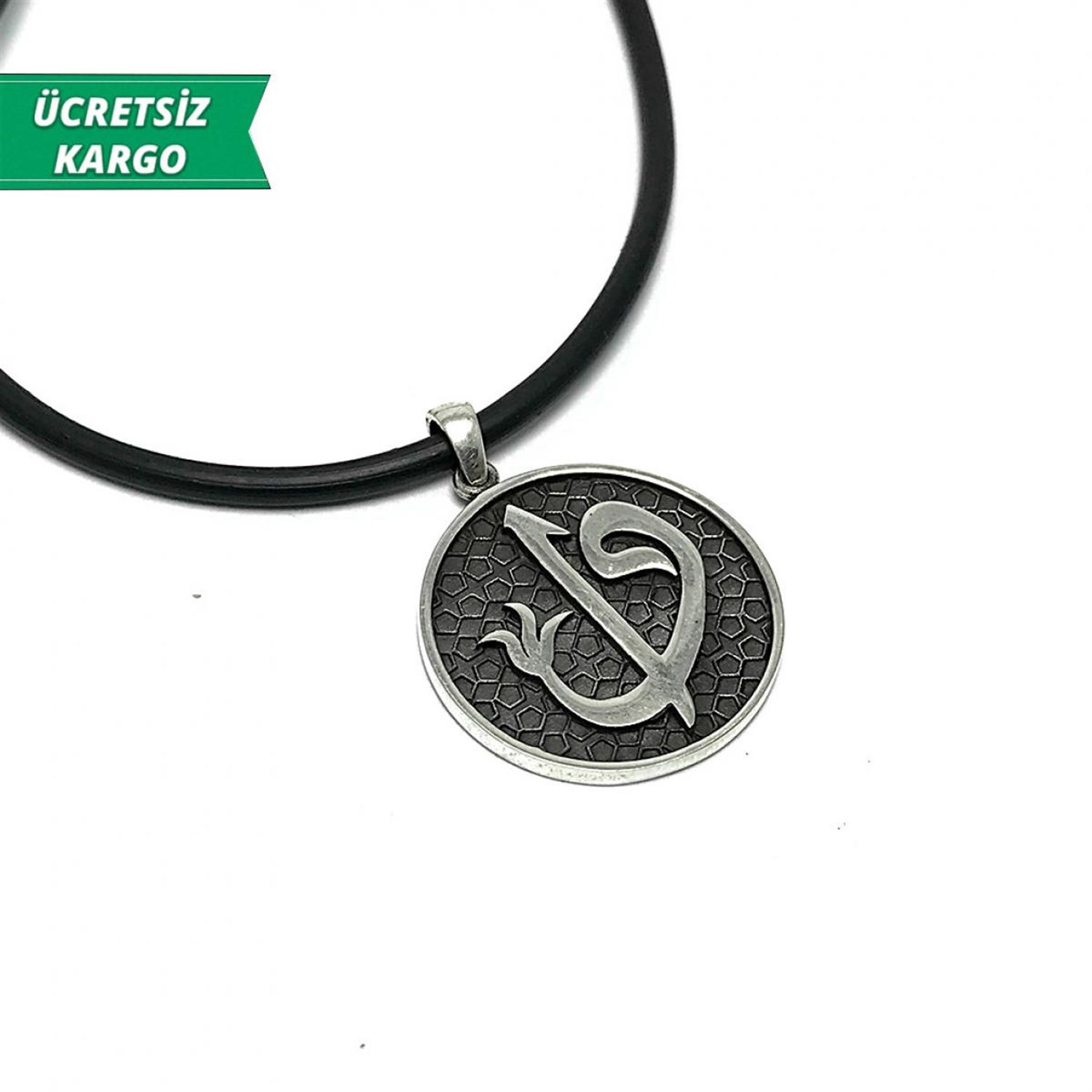 Vav-Elif işlemeli Erkek Bayan Gümüş Kolye Ucu