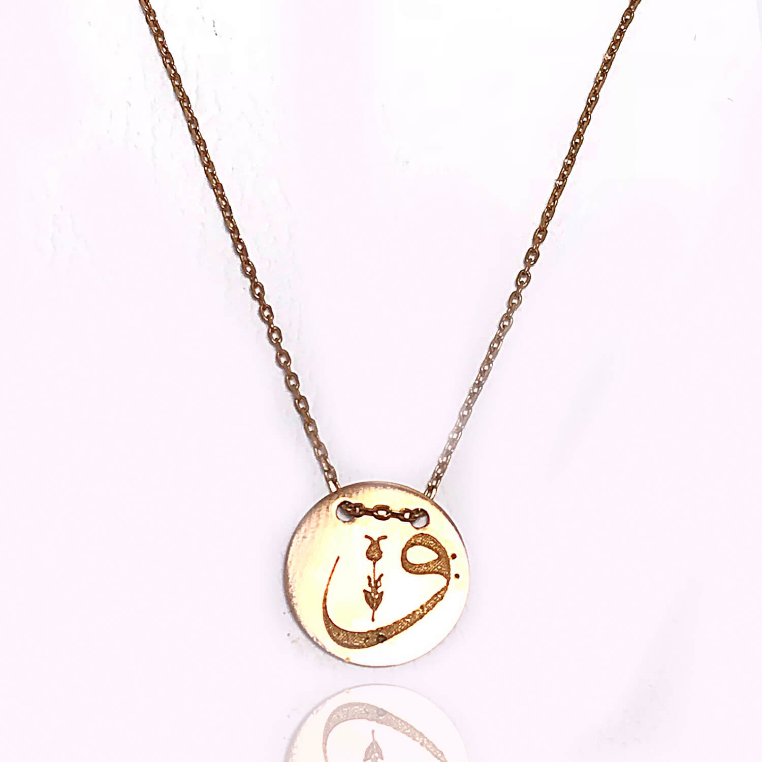 Vav İşlemeli Model Hayalet Gümüş Kolye