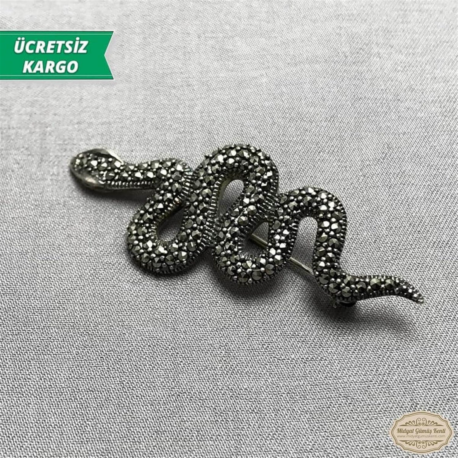 Yılan Model Telkari Bayan Gümüş Broş