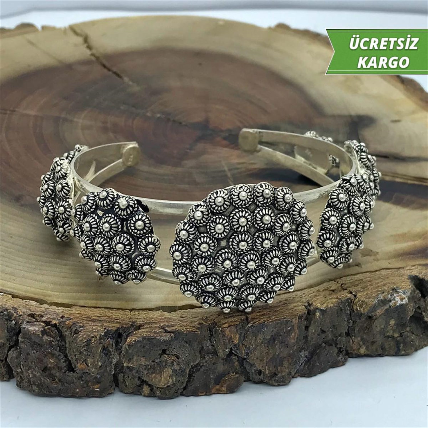 Yoğun Top Model Elişçiliği Midyat Bayan Gümüş Bilezik