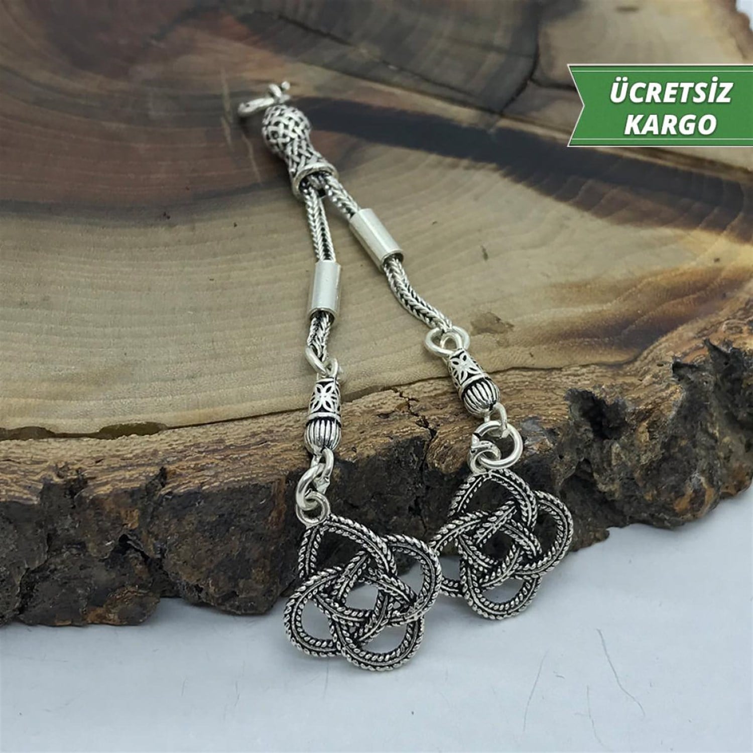 Yonca Model 2li 925 Ayar Gümüş Tesbih Püskülü