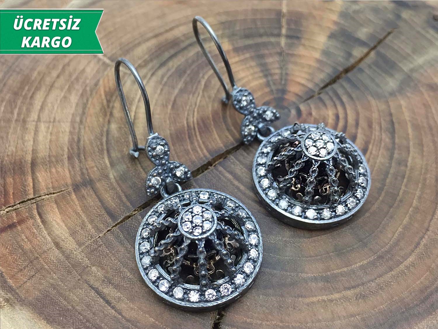 Zirkon Taşlı 925 Ayar Gümüş Bayan Otantik Küpe