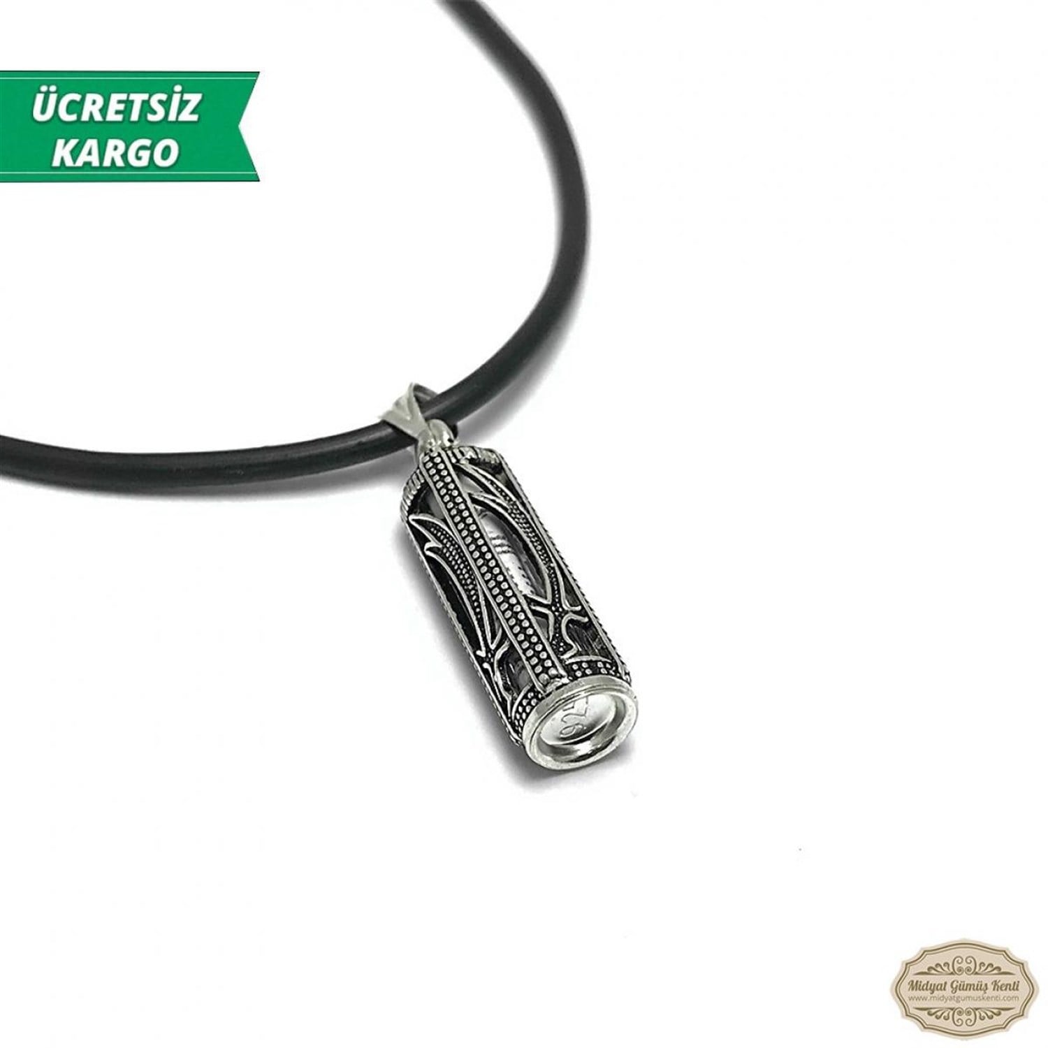 Zülfikar Desenli Dualı Kapsül Model Erkek Bayan Gümüş Kolye Ucu