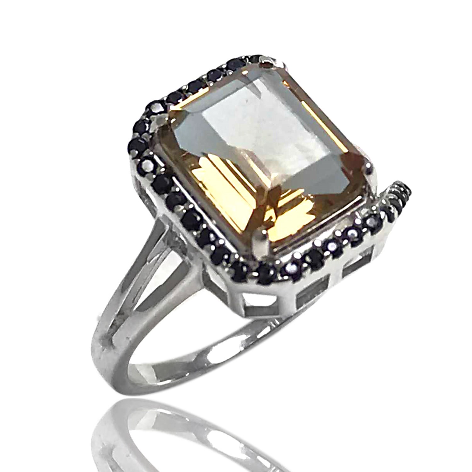 Zultanit Taşlı Siyah Zirkon Süslemeli Bayan Gümüş Yüzük