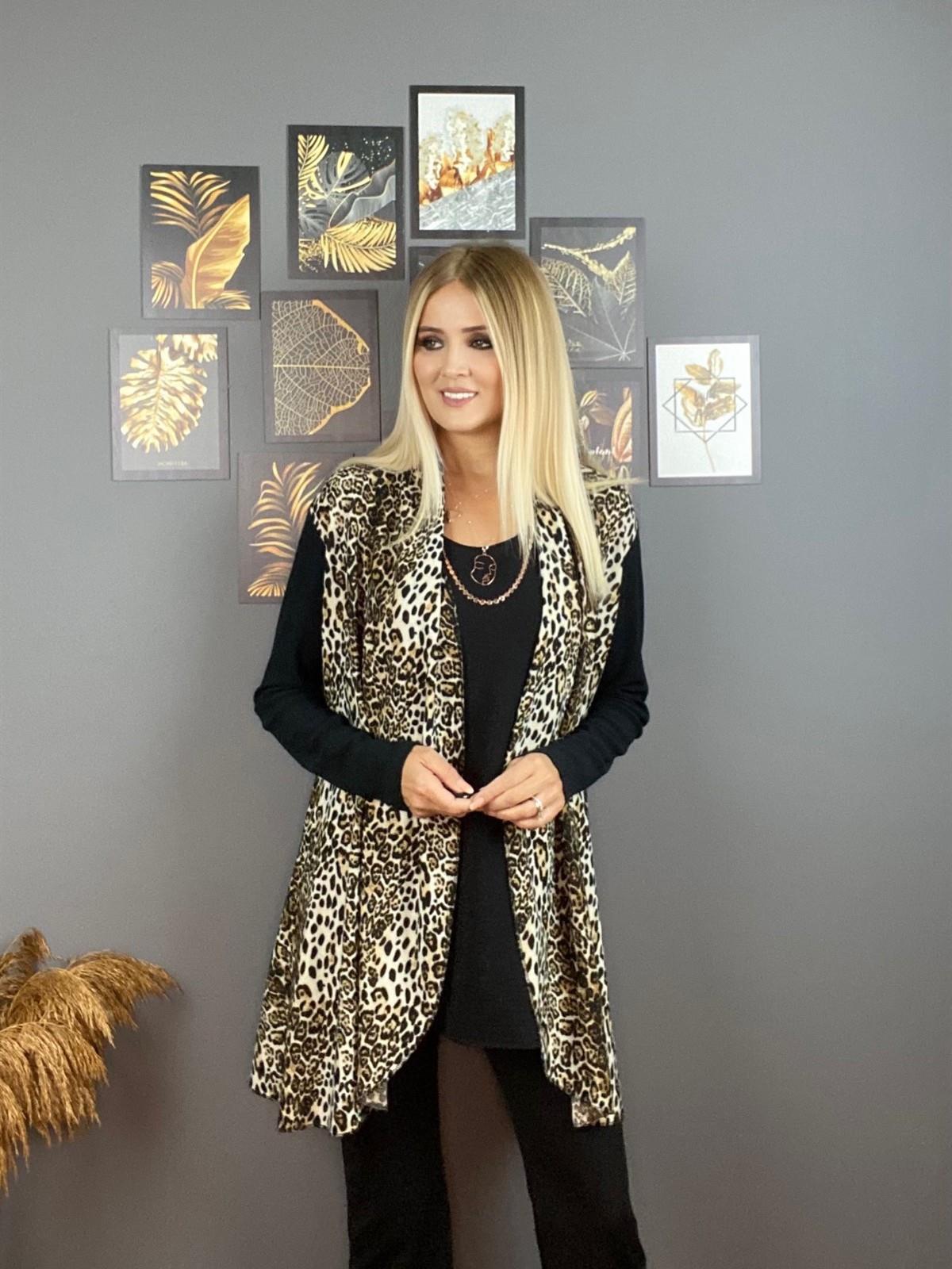 Leopar Detaylı Hırka