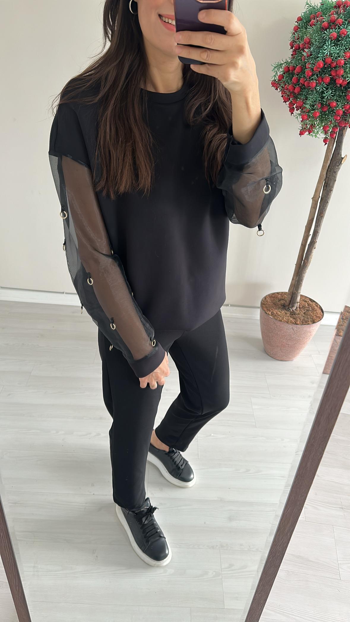 Siyah Circle Sweat