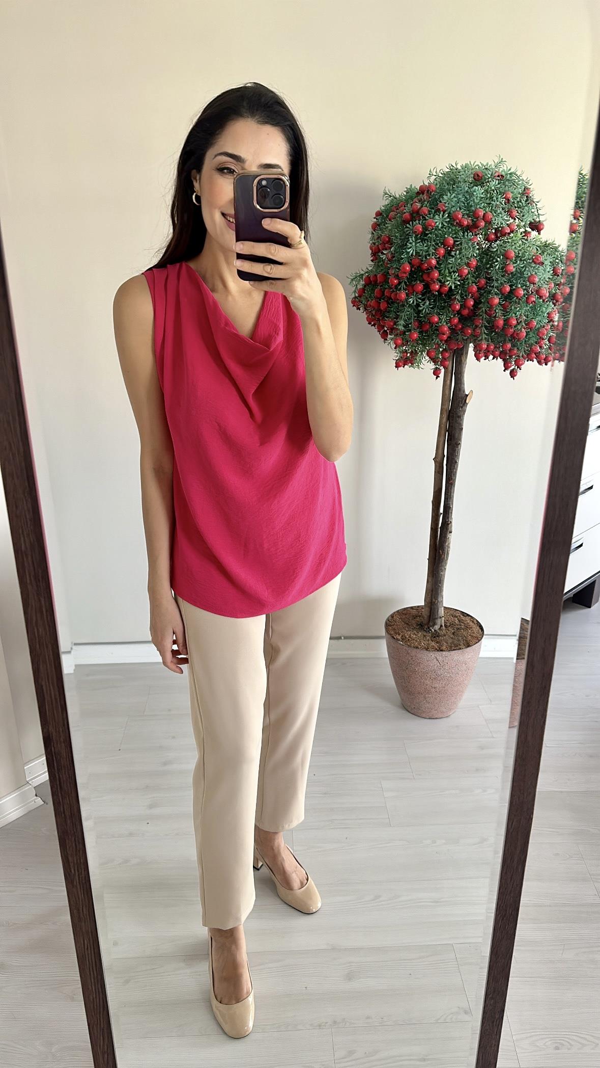 Bej double krep dar paça  Pantalon