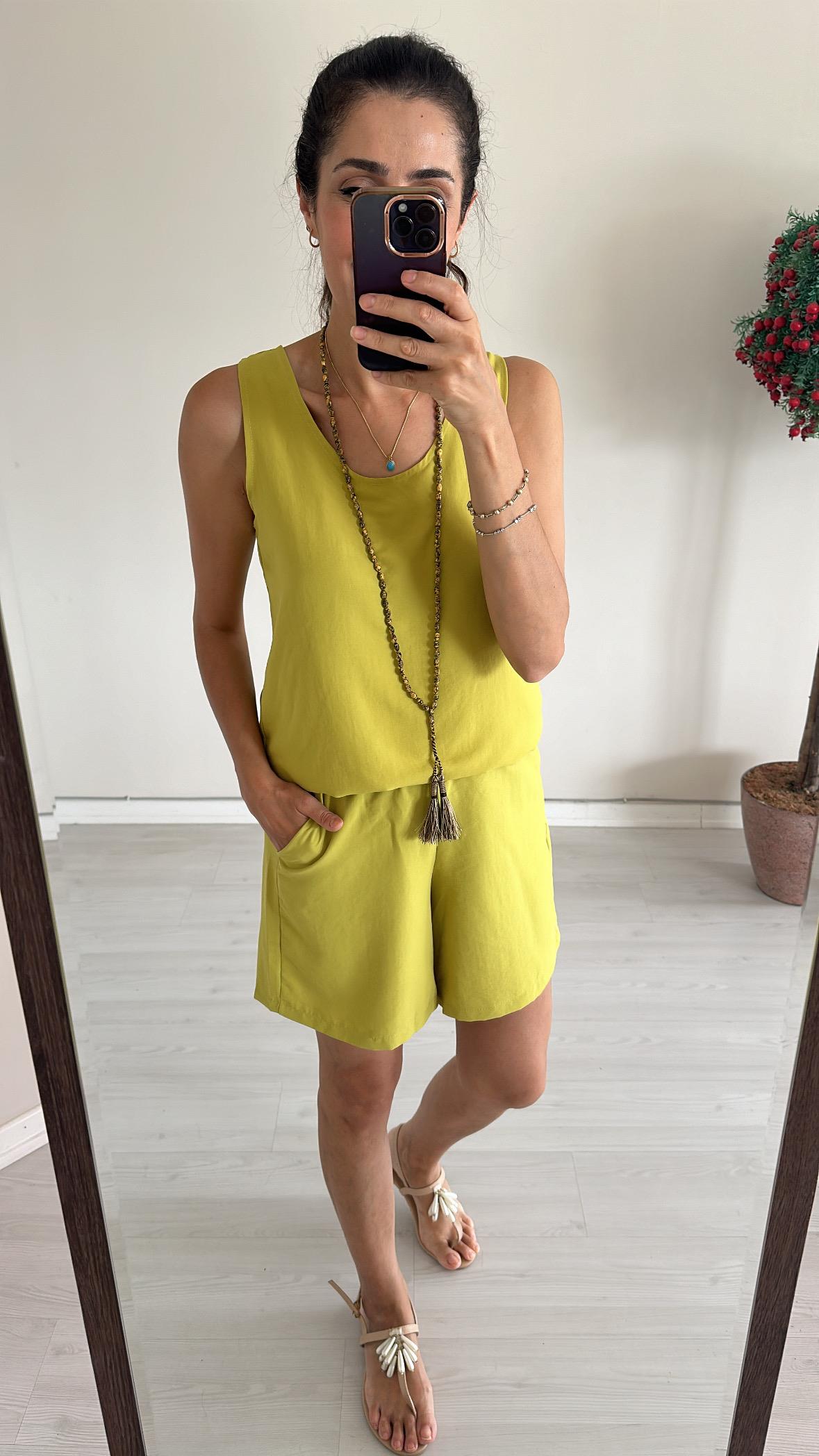 By_Que Yağ yeşili Şortlu Mila Takım