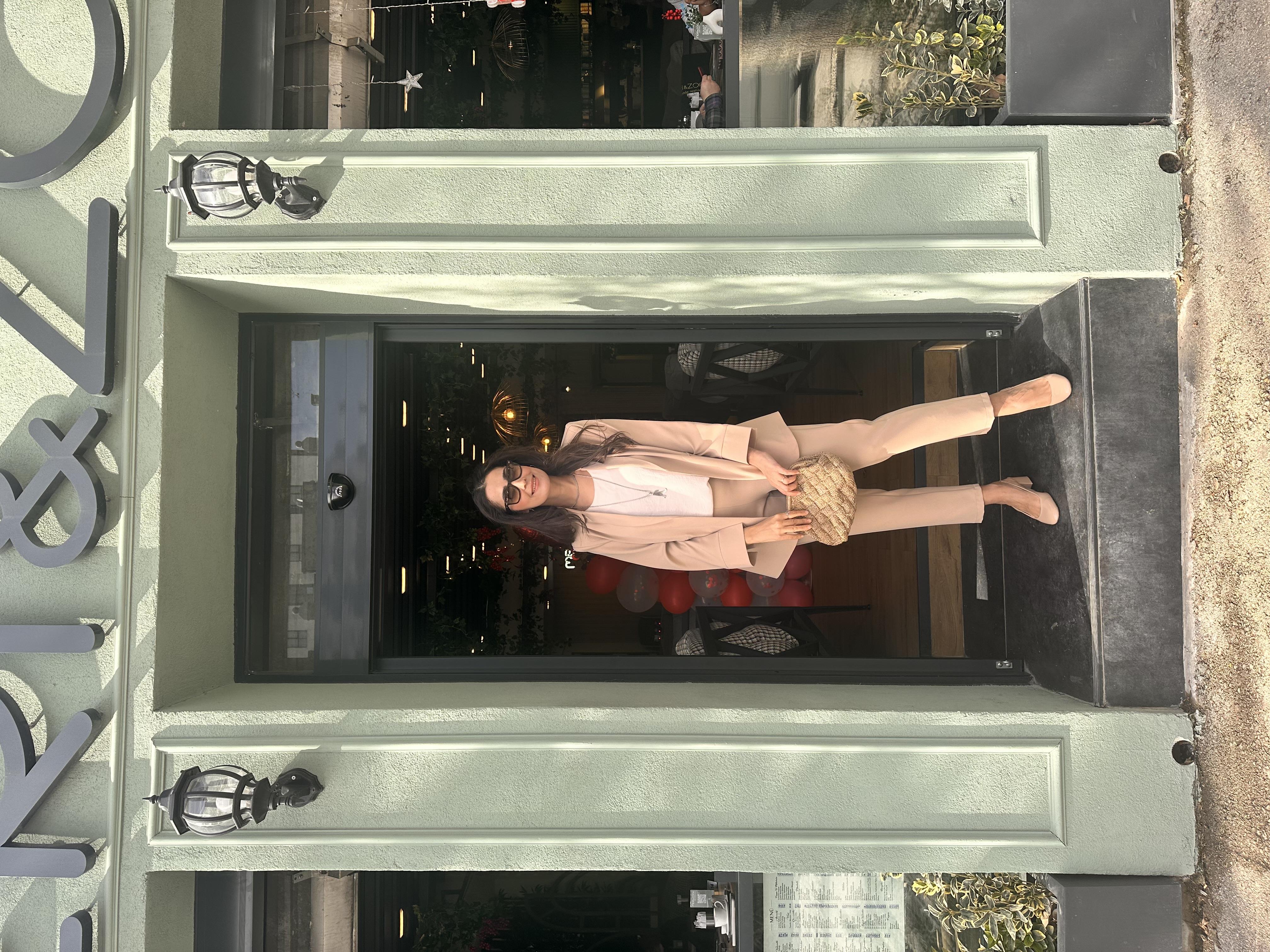 By_Que Ceketli  Takım bej 