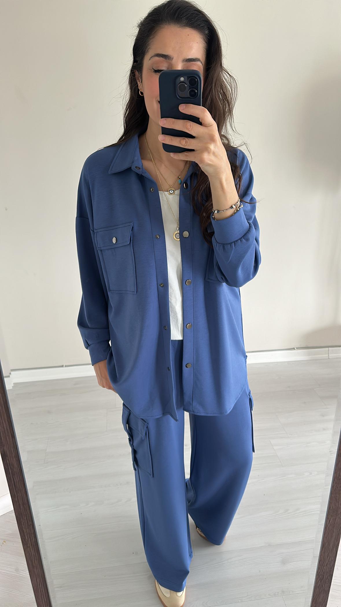 By_Que Fabric Takım indigo mavi