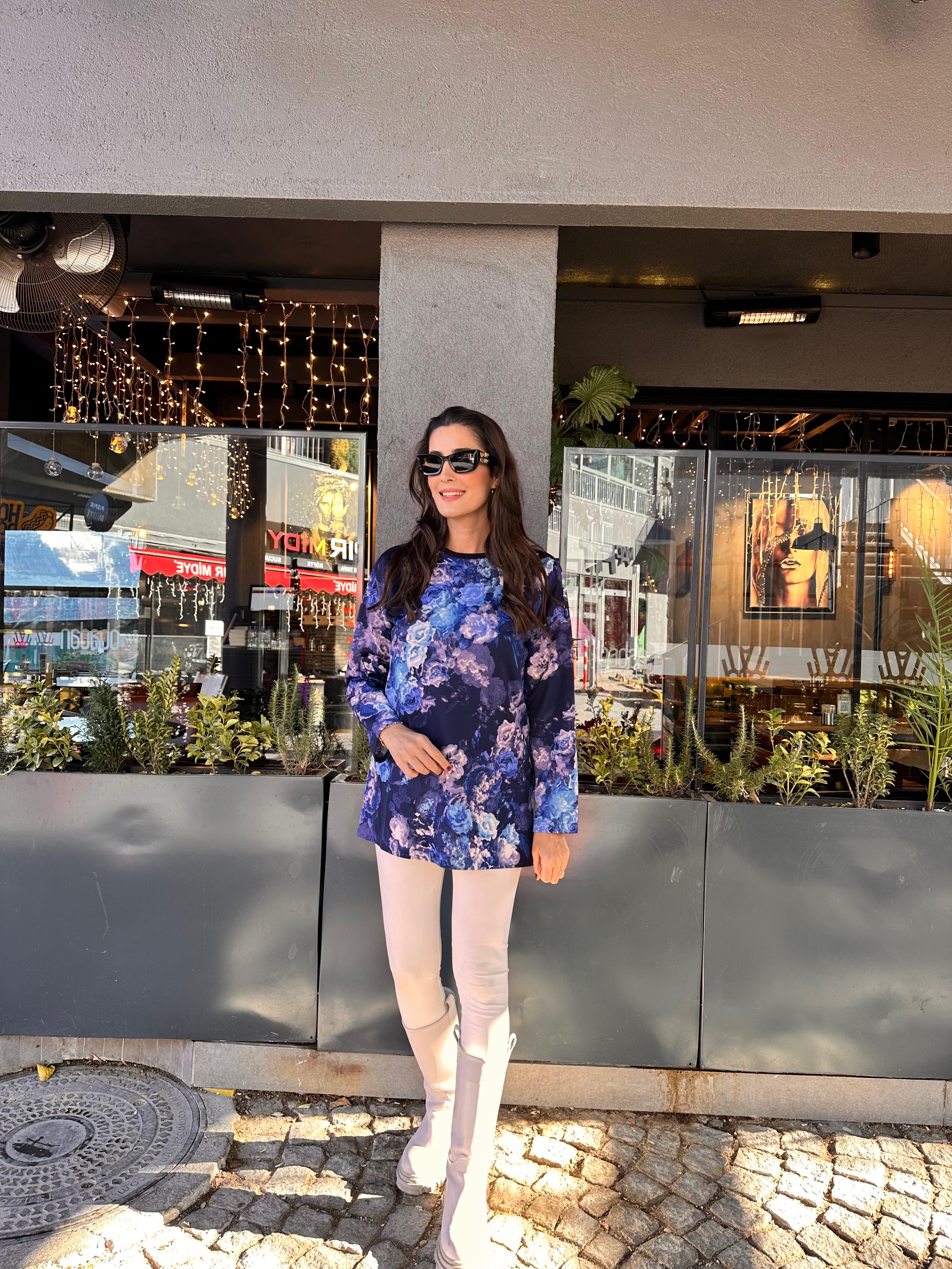 Çiçek desenli Sweat