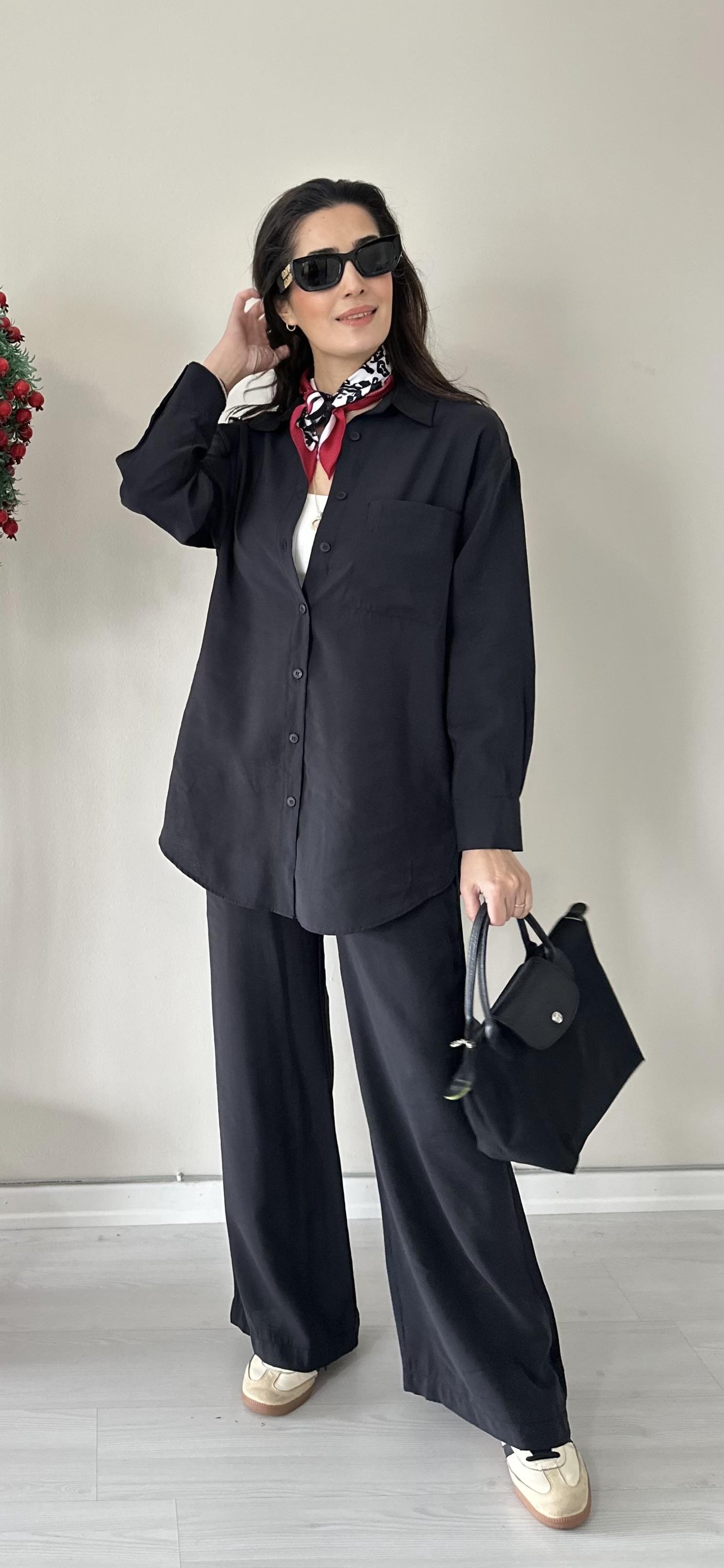 Honey Siyah  Gömlek Takım