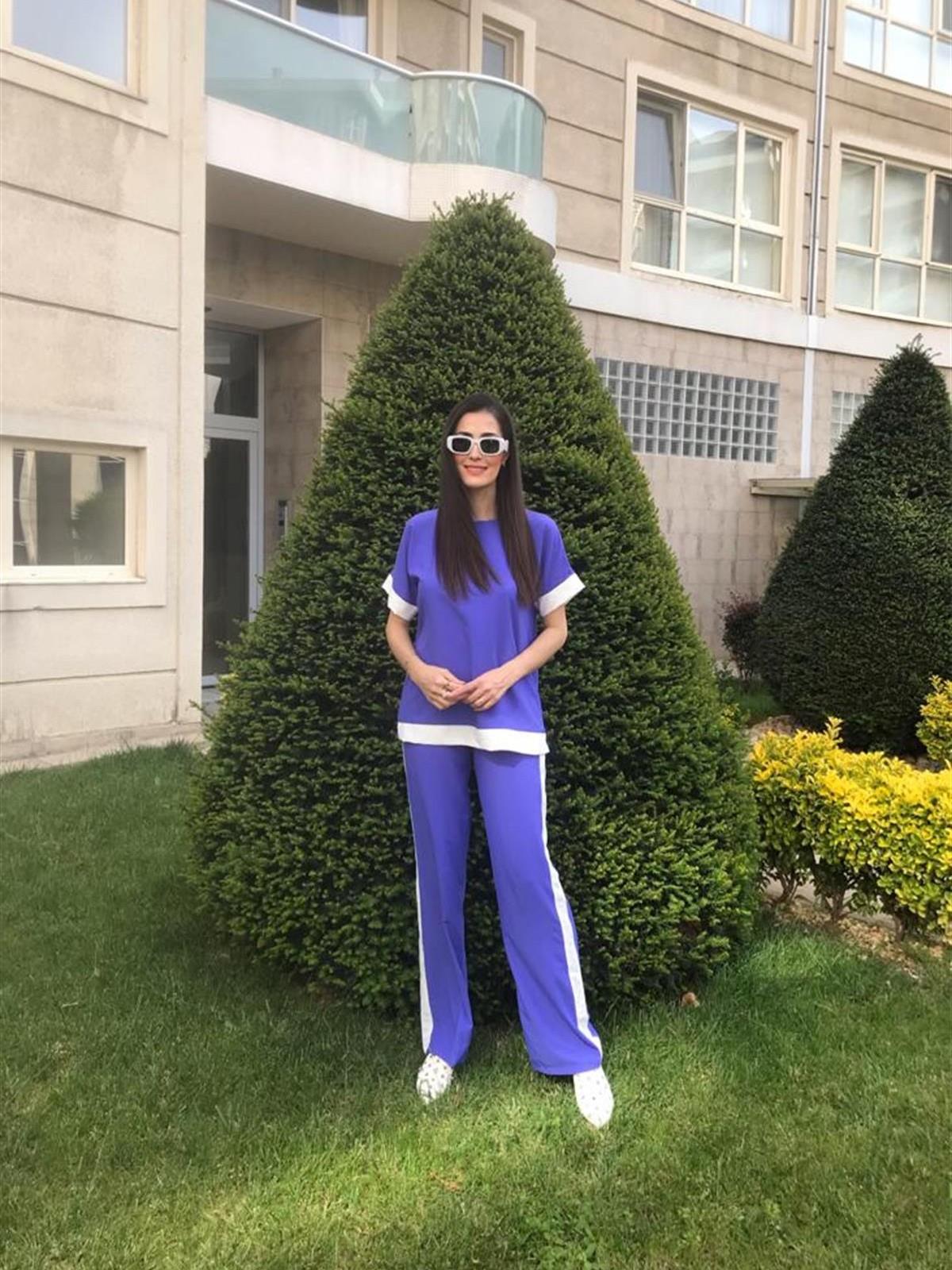 Mor Harmony Şerit Detaylı Takım 