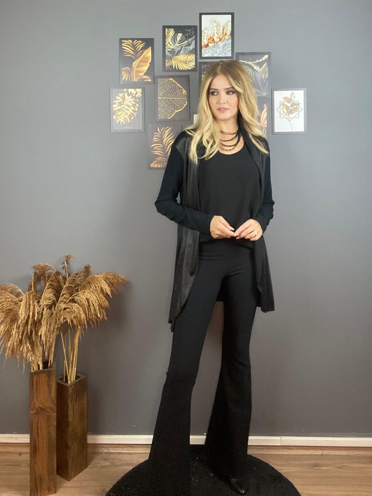 Siyah İspanyol Paça Pantolon