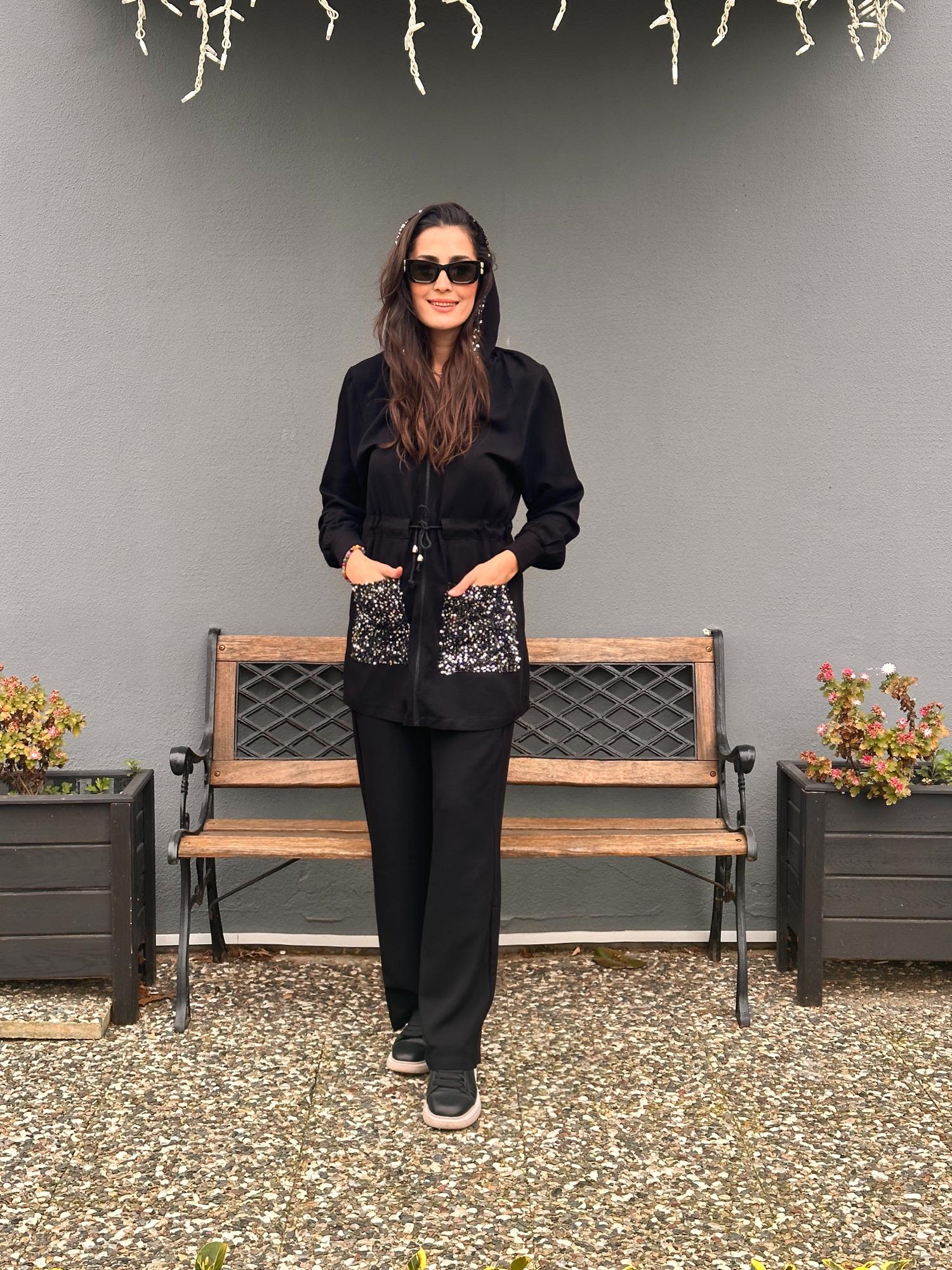 Siyah Life Fermuarlı Takım 