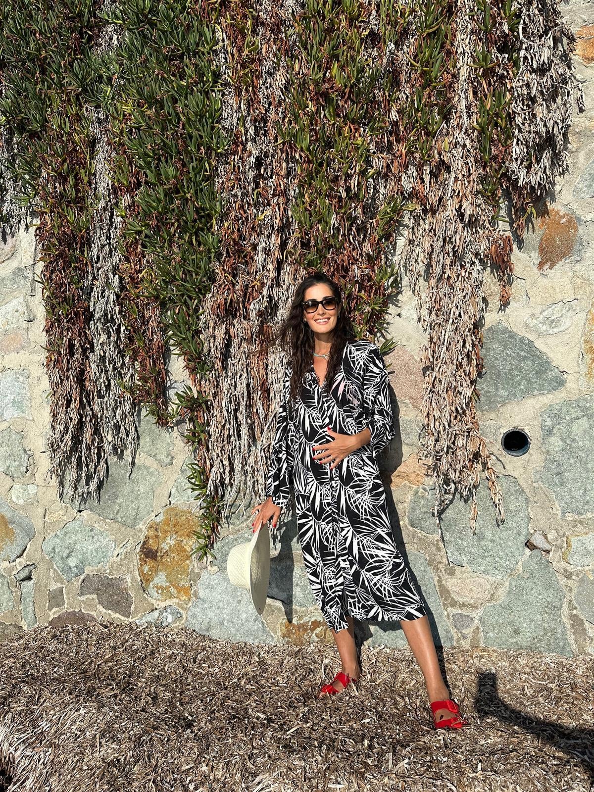 Siyah/Beyaz Palmiye Detaylı Kimono