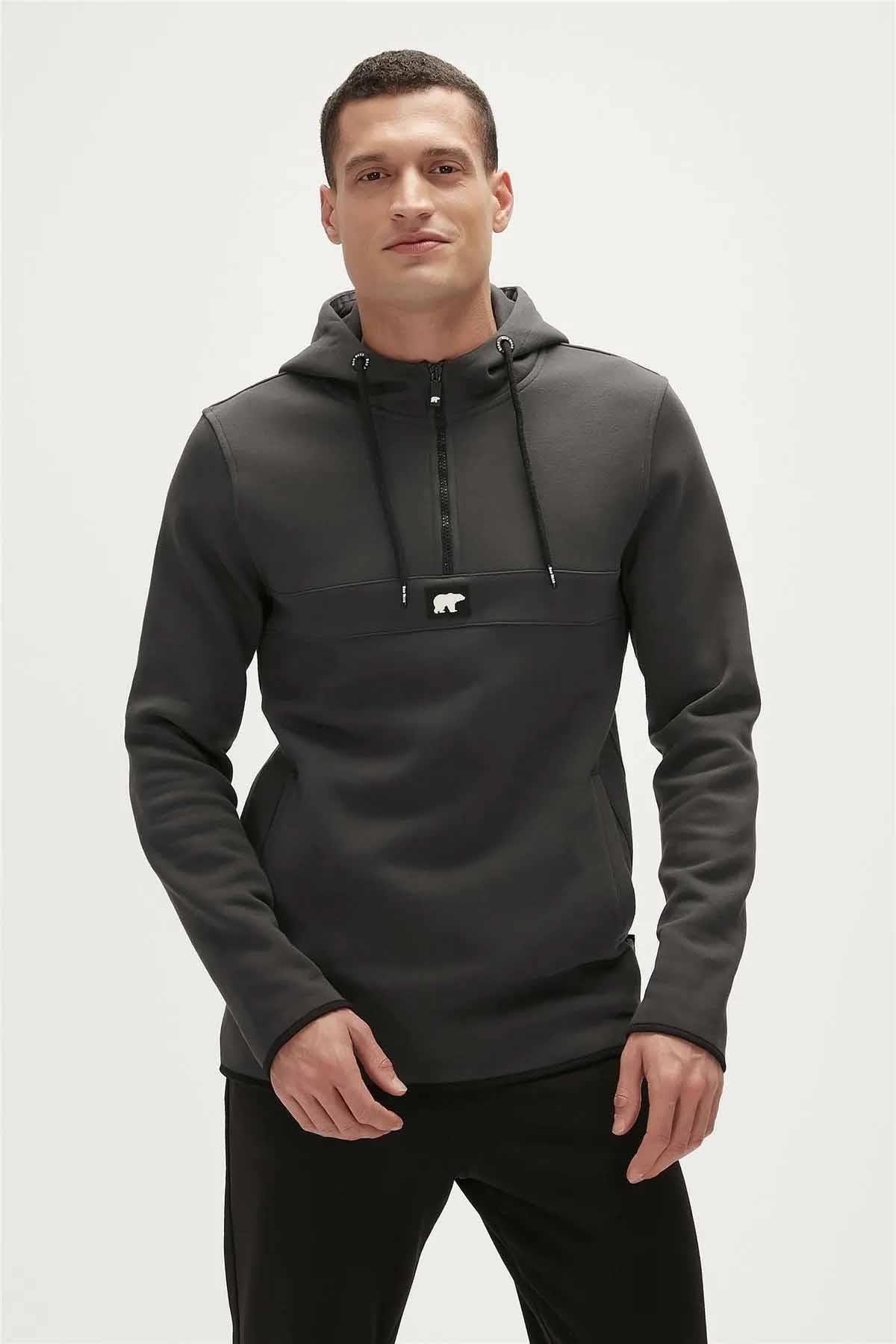 BAD BEARSweatshirtBad Bear Defence Half-Zip Hoodie Erkek Sweatshirt 19.02.27.027RAVEN