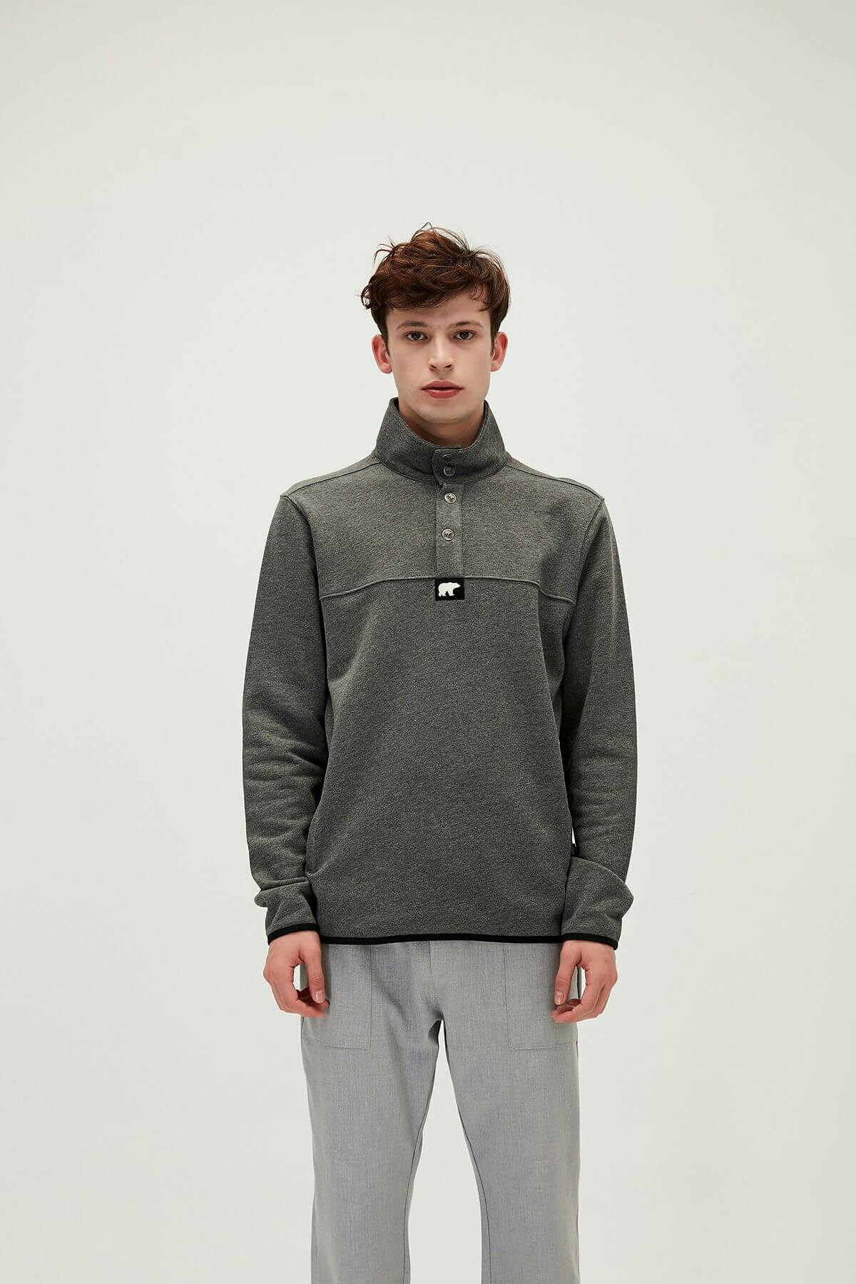 BAD BEARSweatshirtBad Bear Patrick 3-Buttoned Erkek Sweatshirt 21.02.12.024-C08ANT.MELANG