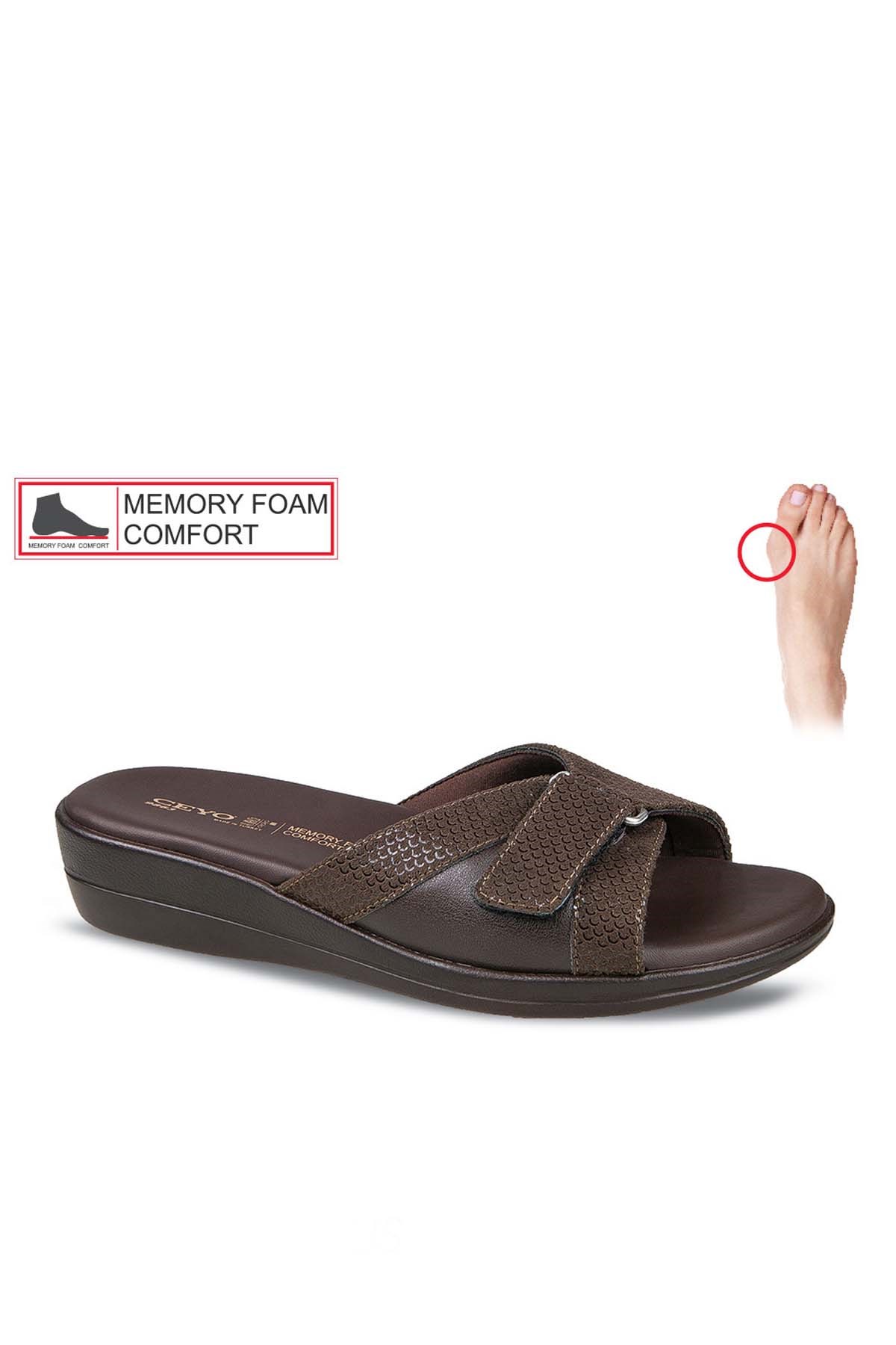 Ceyo 9863-7 Kadın Terlik Ayakkabı 04990KAHVE