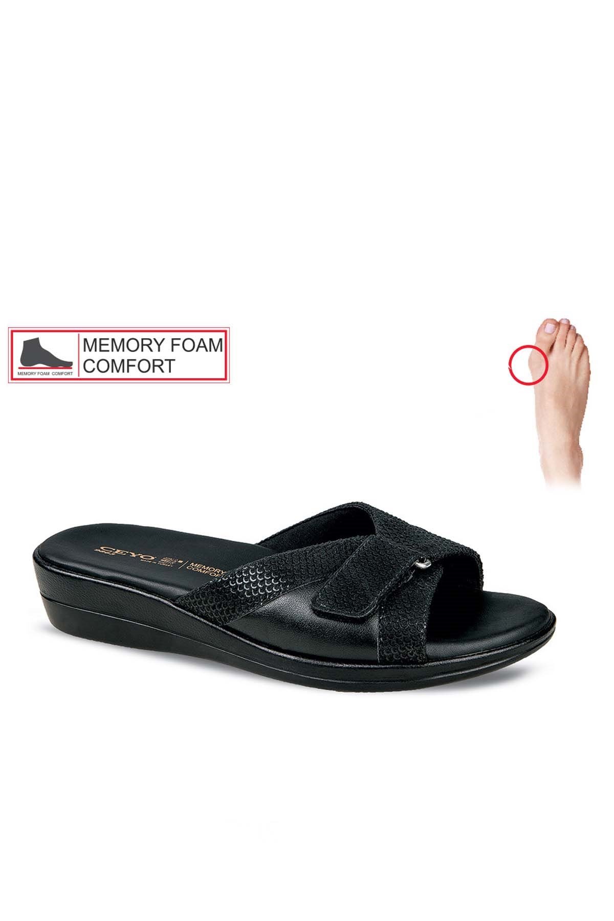 Ceyo 9863-7 Kadın Terlik Ayakkabı 04990SIYAH