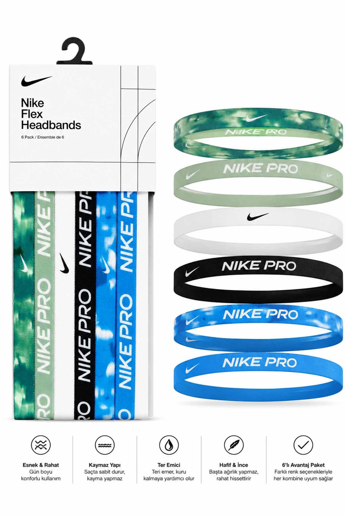 NIKESaç BandıNike Y Flex Classic Headbands 6Pk Çocuk Saç Bandı N.101.1930.062.OSÇok Renkli