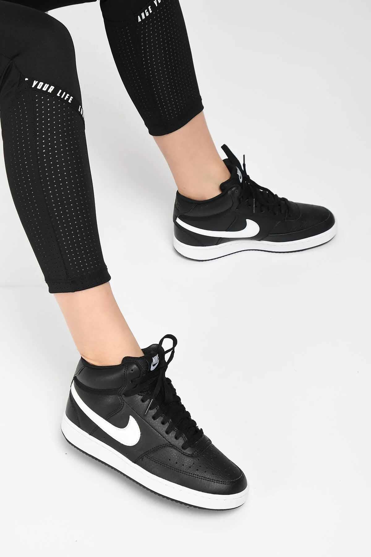 NIKESneakerNike Wmns Court Vision Mid Kadın Sneaker Ayakkabı CD5436-001-Siyah
